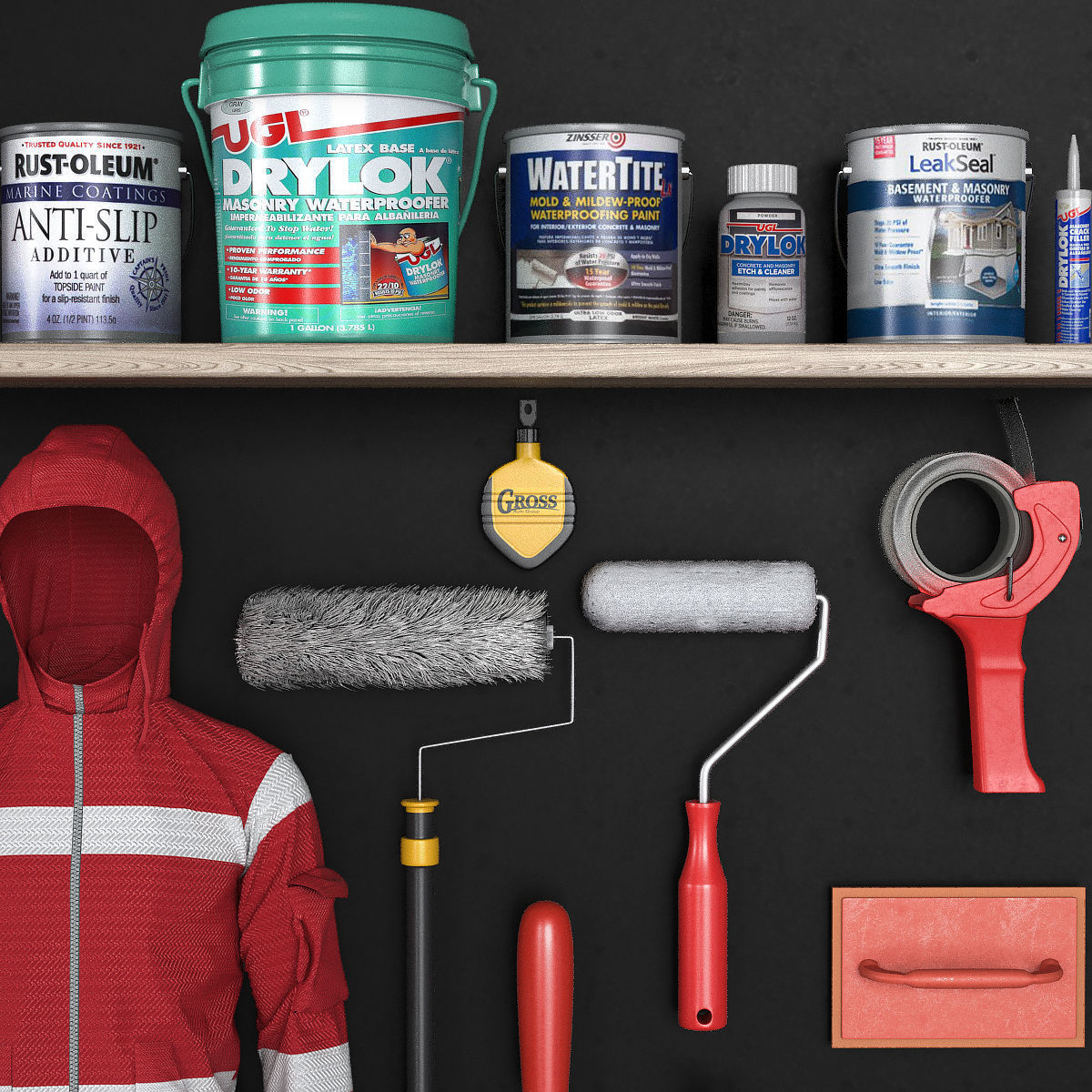 garage tools set 6 Low-poly 3D model_5