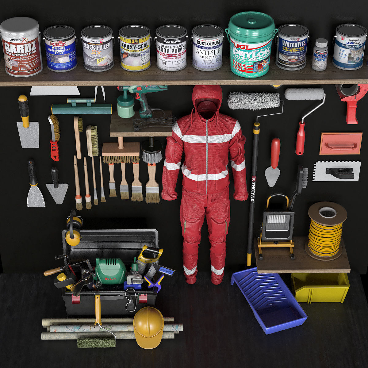garage tools set 6 Low-poly 3D model_7