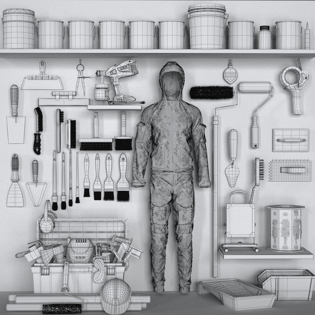 garage tools set 6 Low-poly 3D model_10