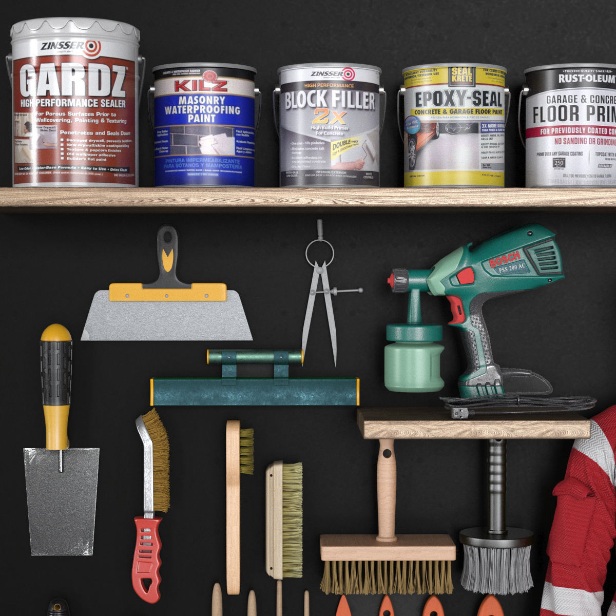 garage tools set 6 Low-poly 3D model_4