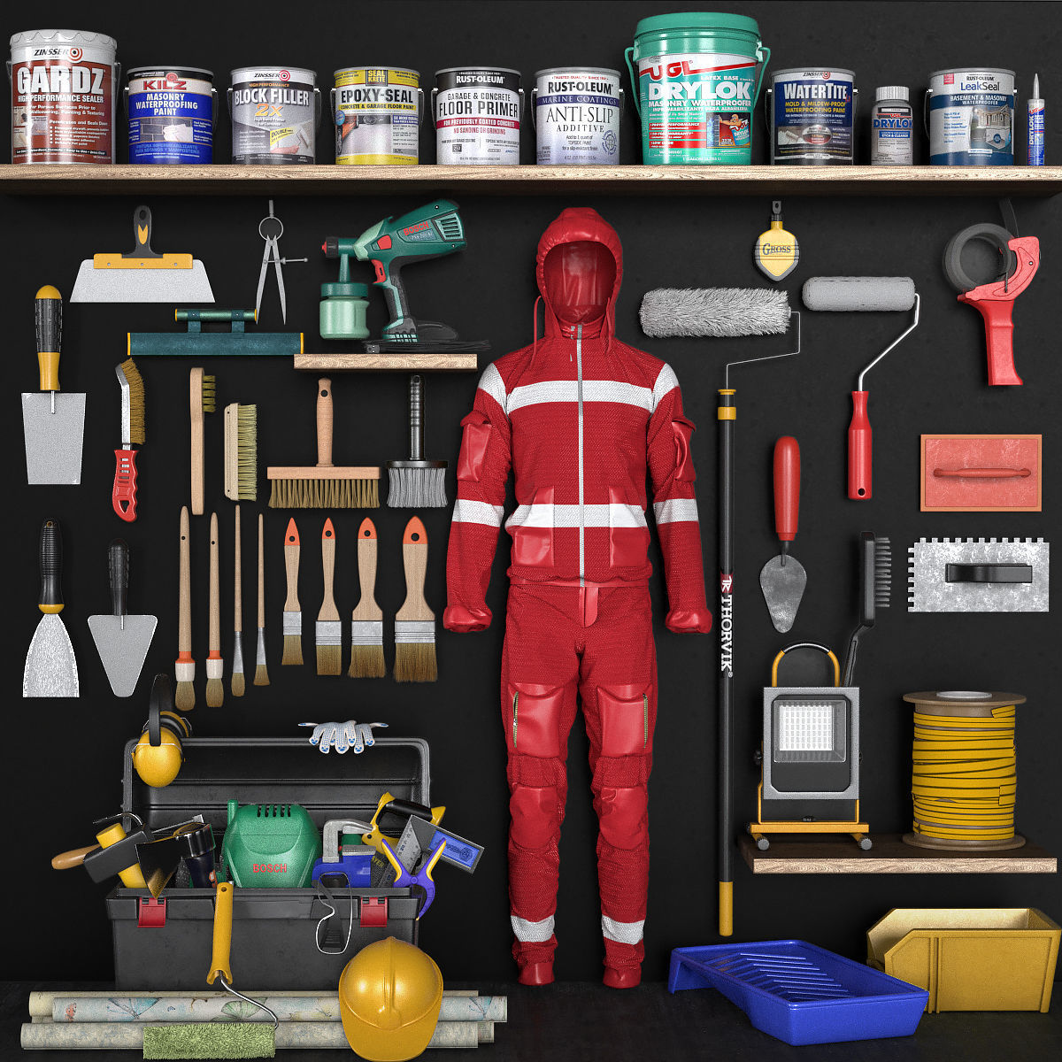 garage tools set 6 Low-poly 3D model_0