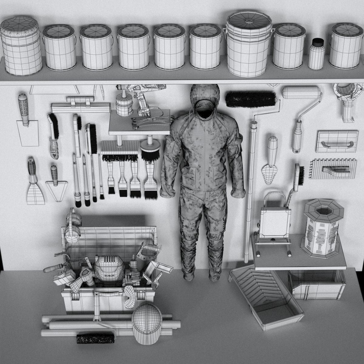 garage tools set 6 Low-poly 3D model_11