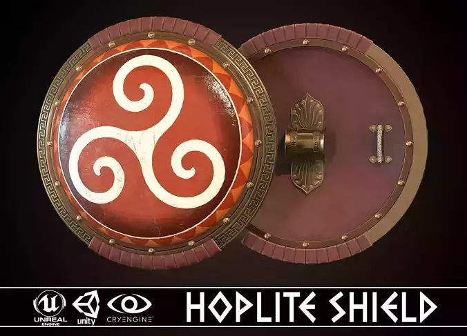 Hoplite Shield Triskelion  Low-poly 3D model