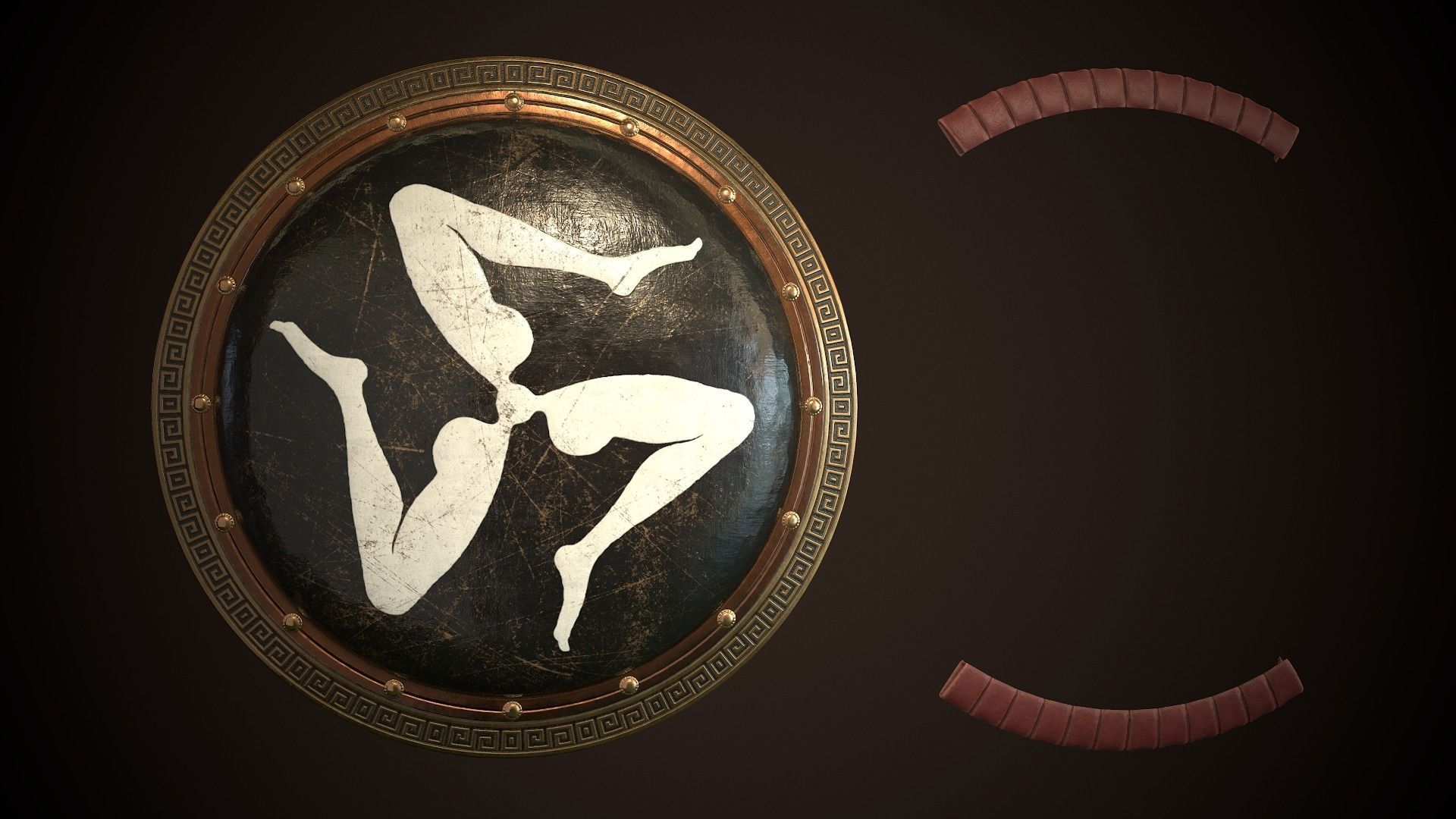 Hoplite Shield Triskelion 2 Low-poly 3D model_25