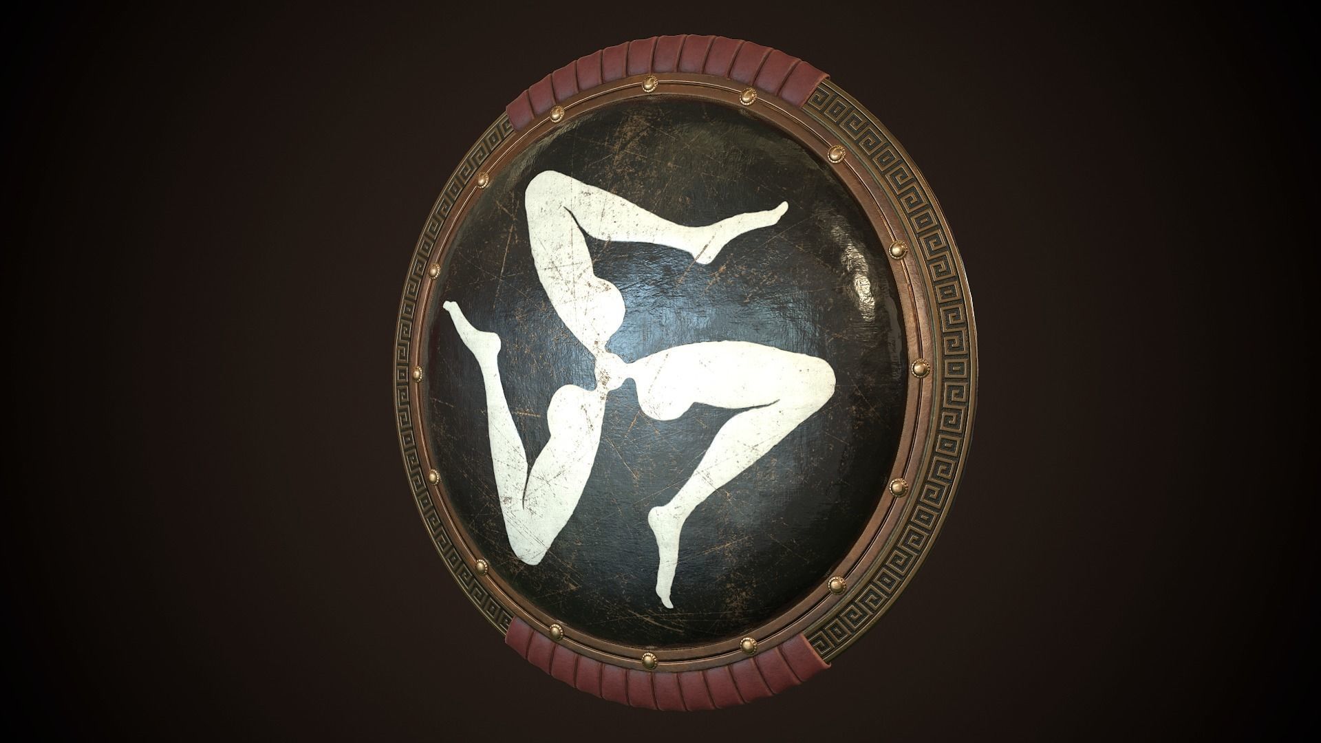 Hoplite Shield Triskelion 2 Low-poly 3D model_3