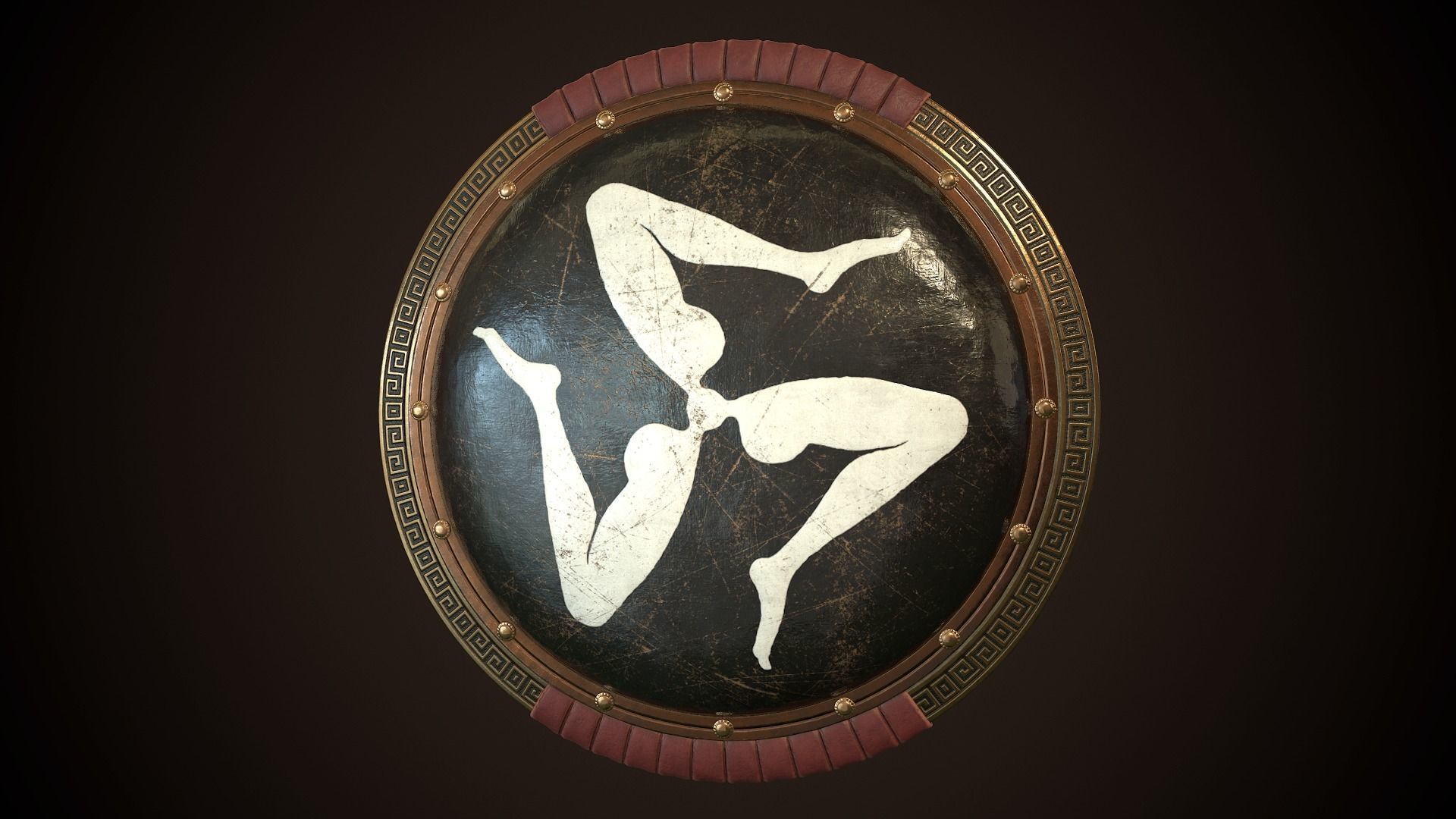 Hoplite Shield Triskelion 2 Low-poly 3D model_2