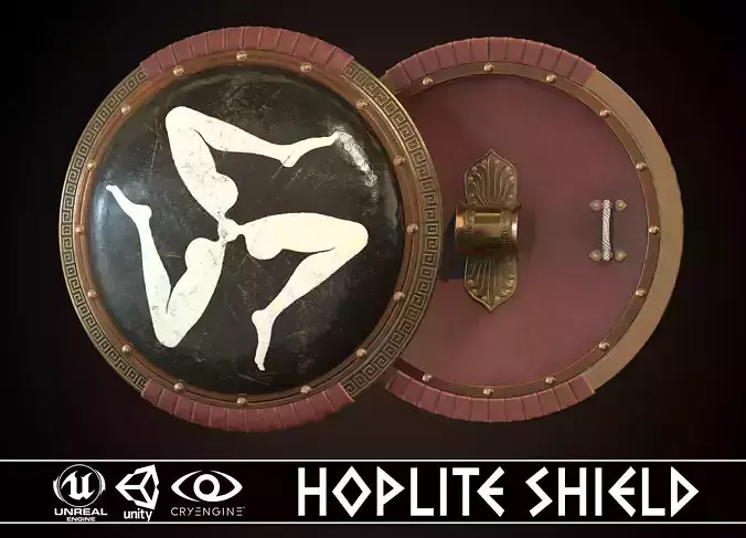 Hoplite Shield Triskelion 2 Low-poly 3D model