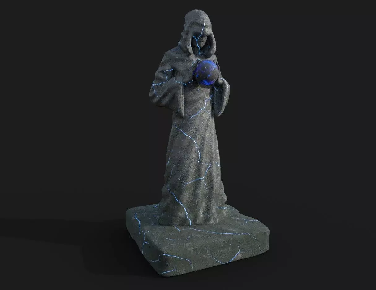 statue game asset for unity  Low-poly 3D model_0