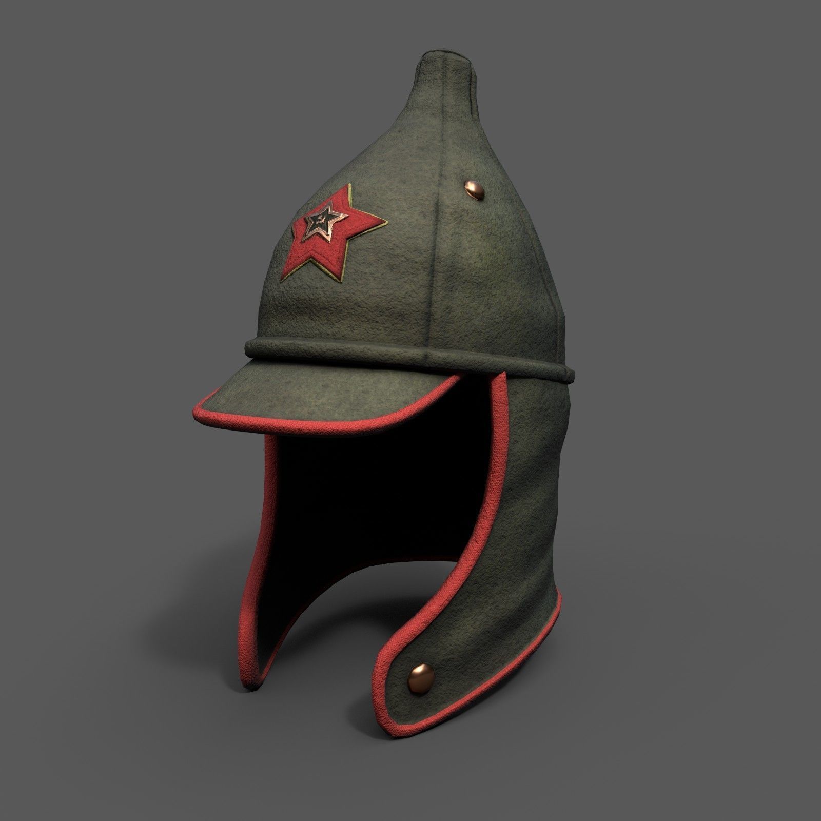 Helmet Hat Russian Soviet Army combat  Low-poly 3D model_2