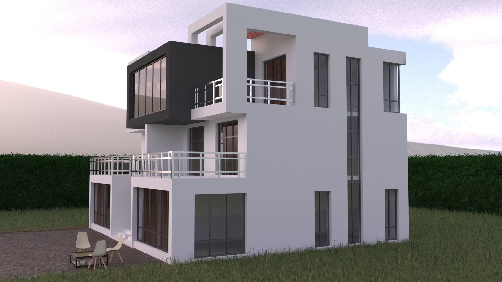 Modern House 3D model_1