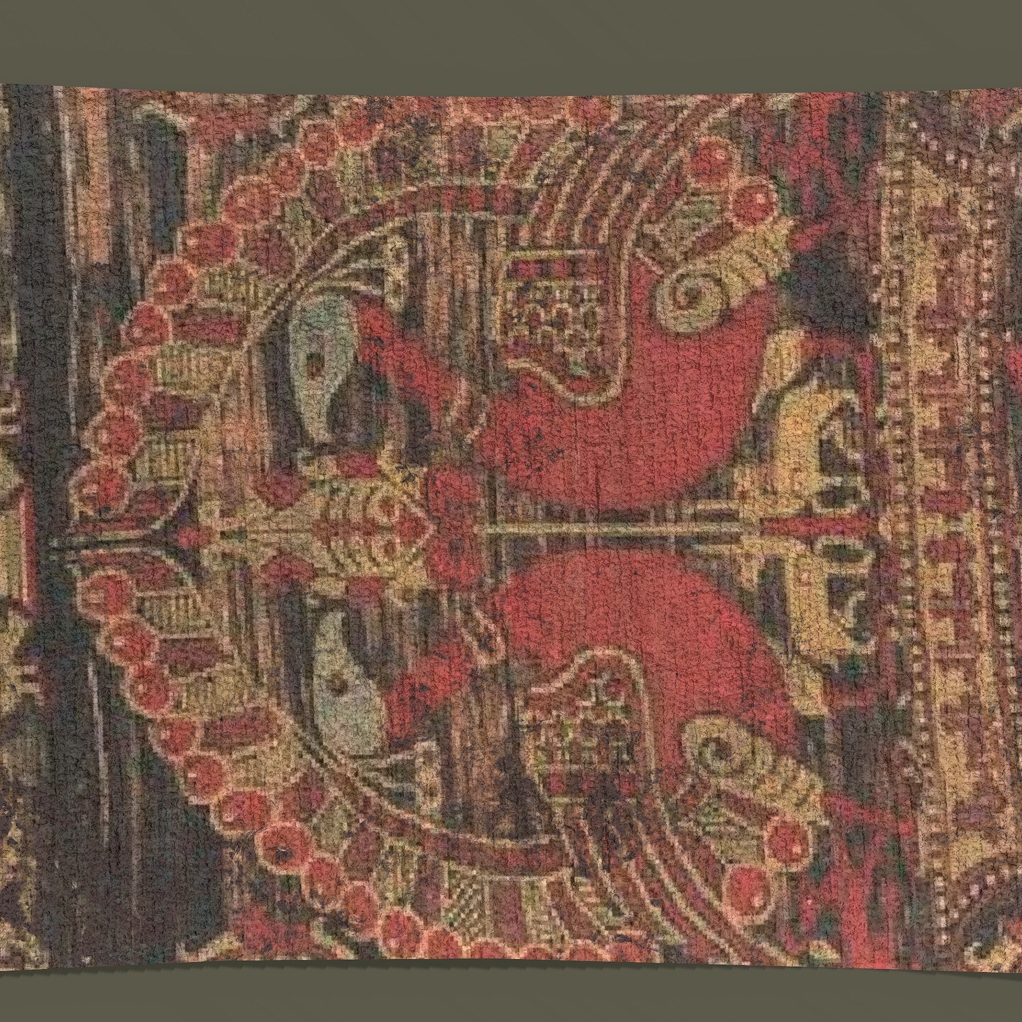 Ancient Bird Carpet Low-poly 3D model_9