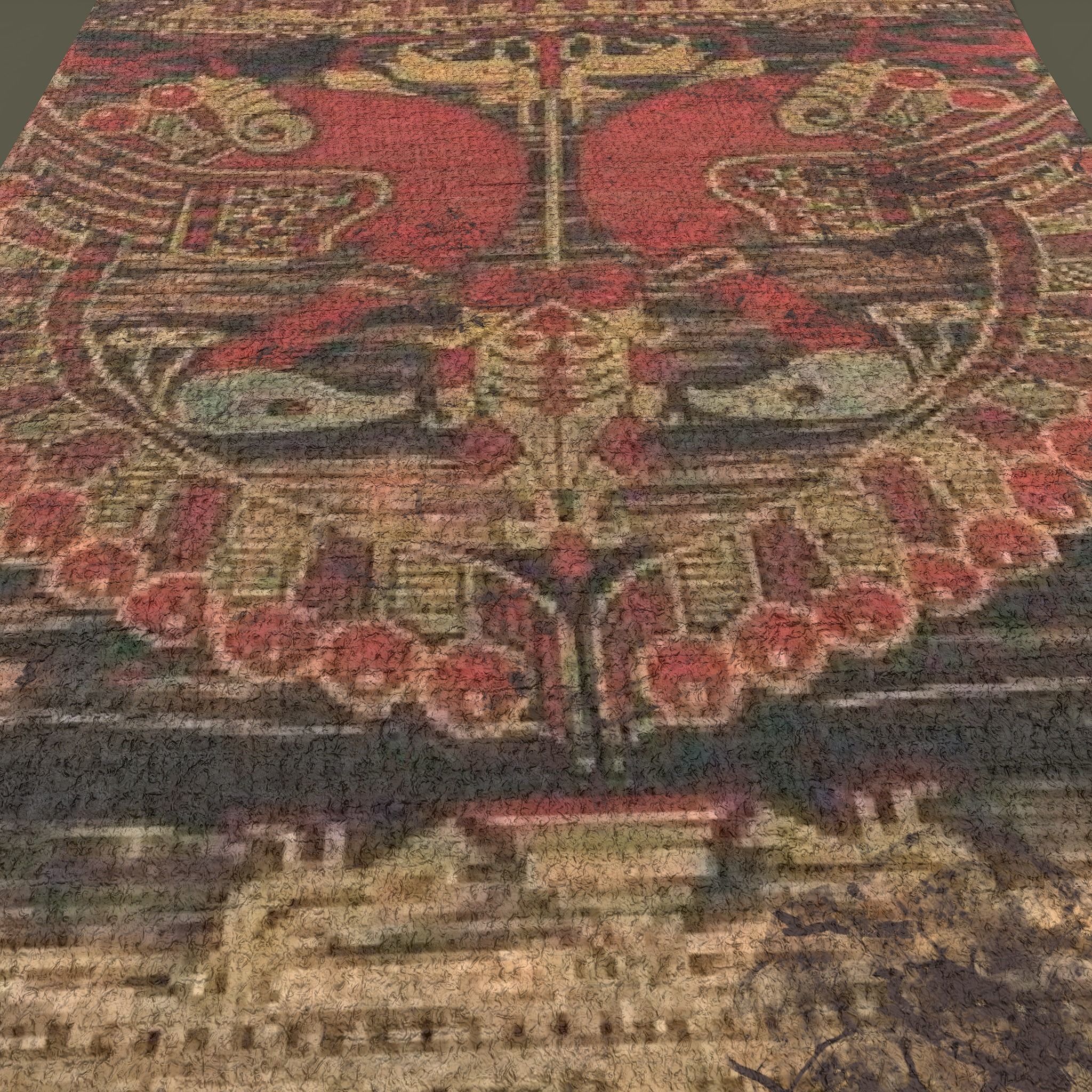 Ancient Bird Carpet Low-poly 3D model_7