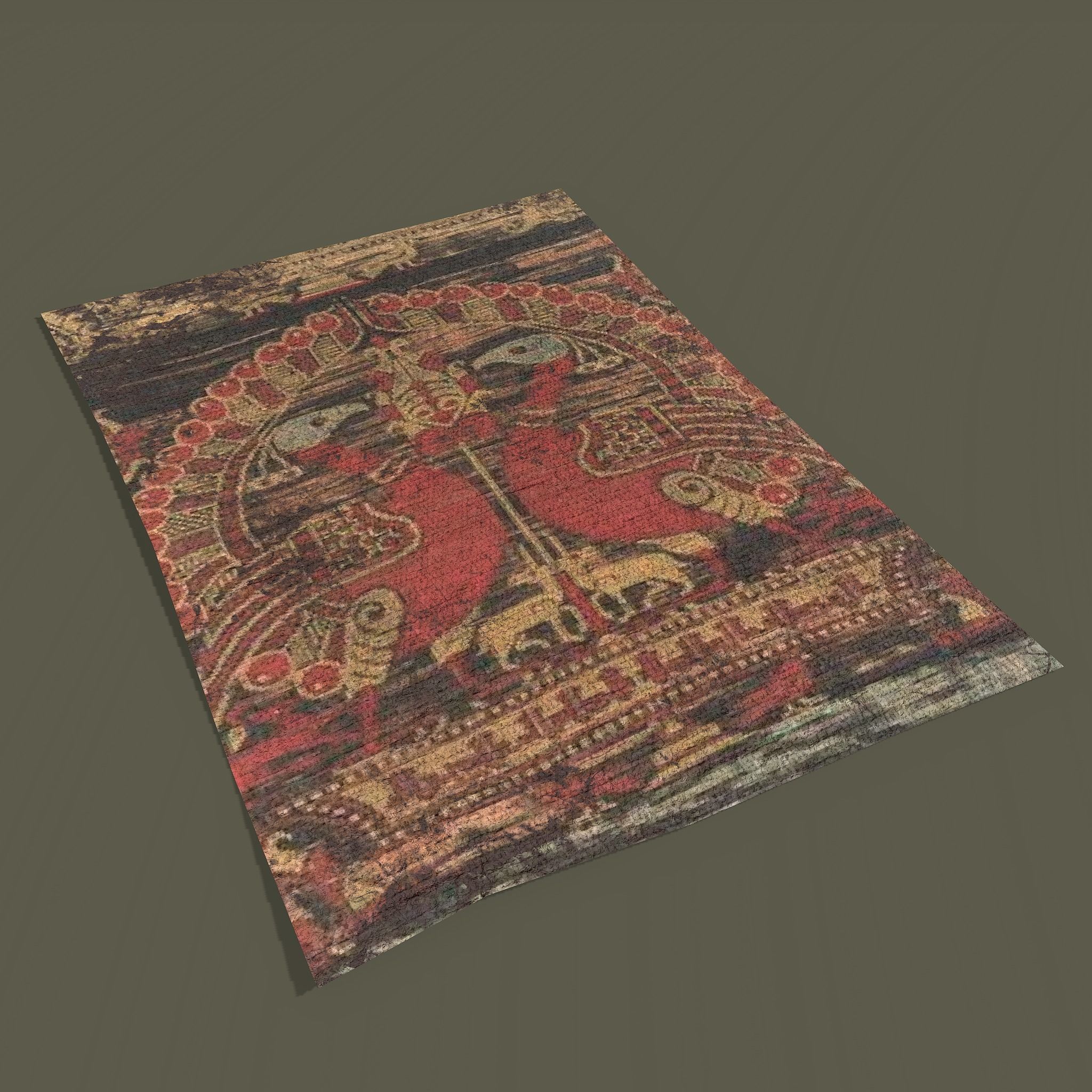 Ancient Bird Carpet Low-poly 3D model_17