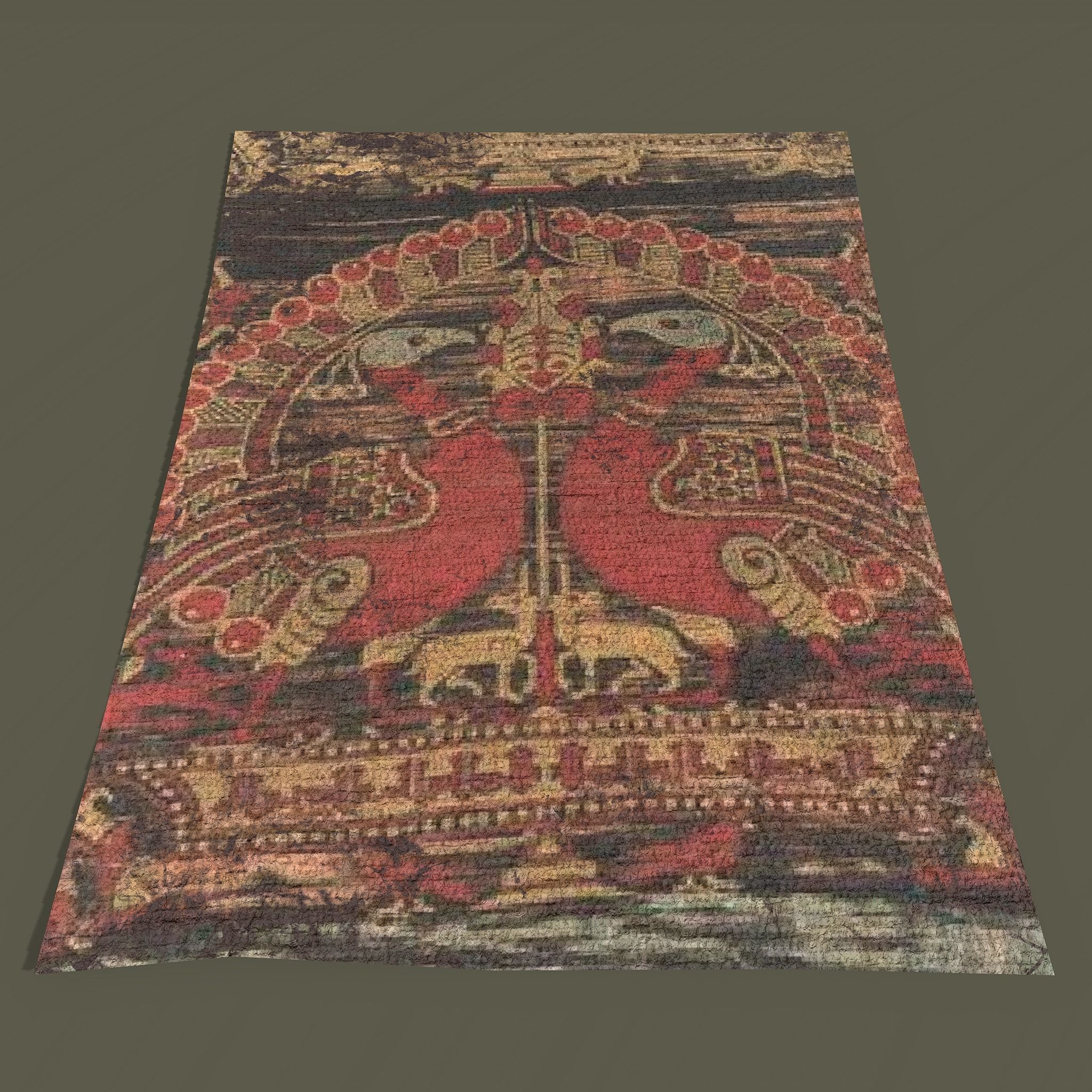 Ancient Bird Carpet Low-poly 3D model_11