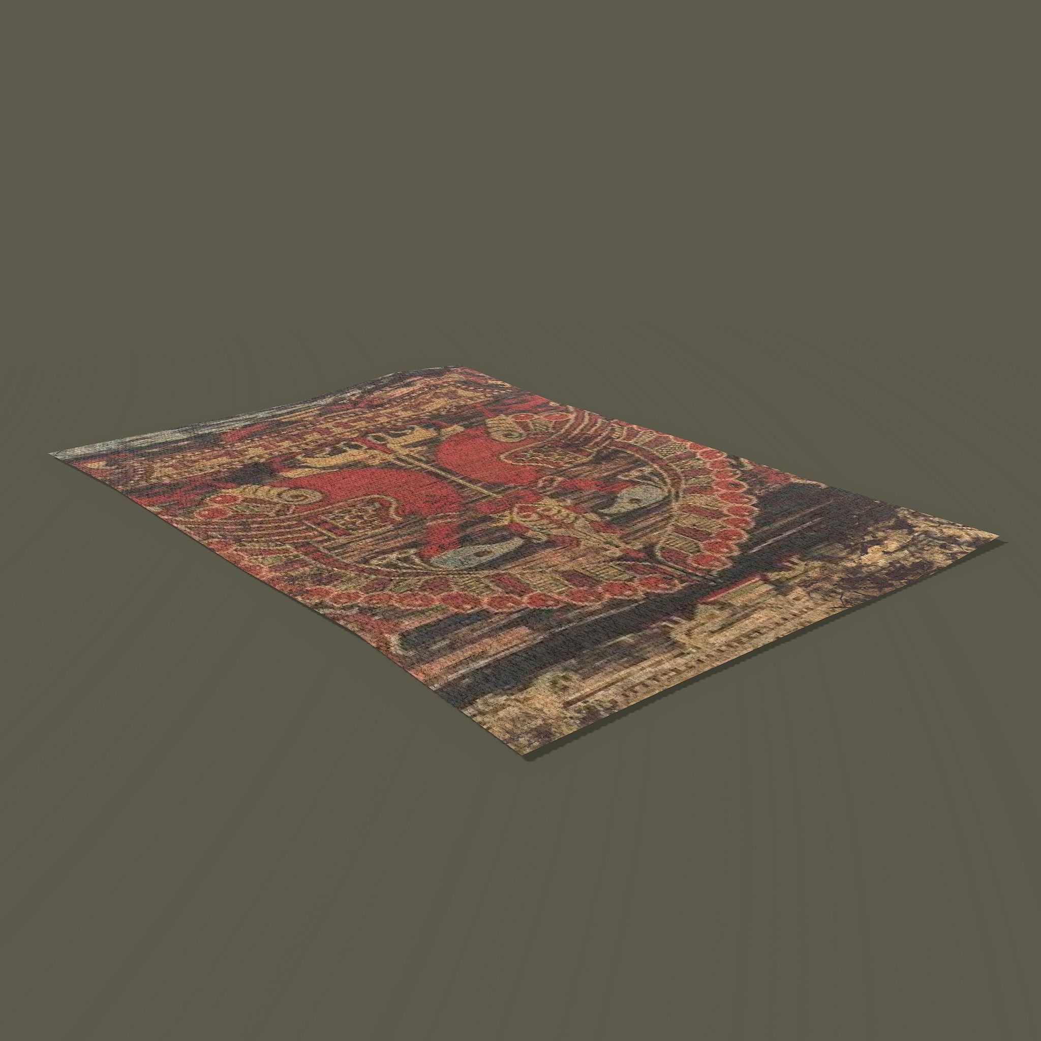 Ancient Bird Carpet Low-poly 3D model_13
