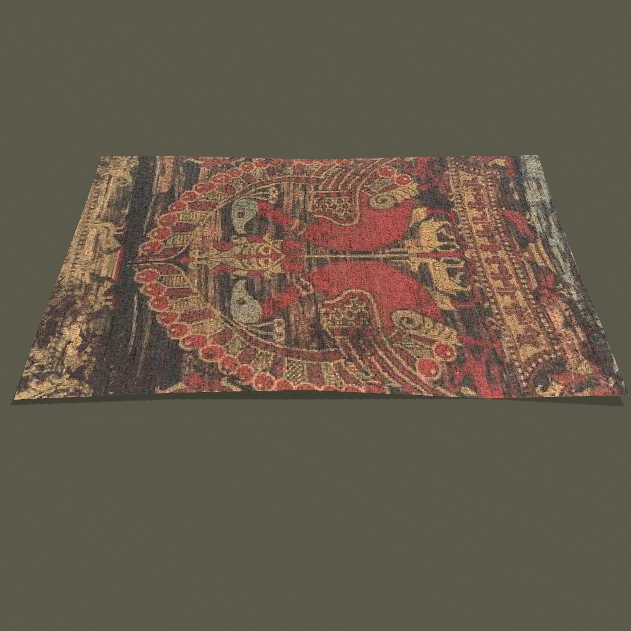 Ancient Bird Carpet Low-poly 3D model_4