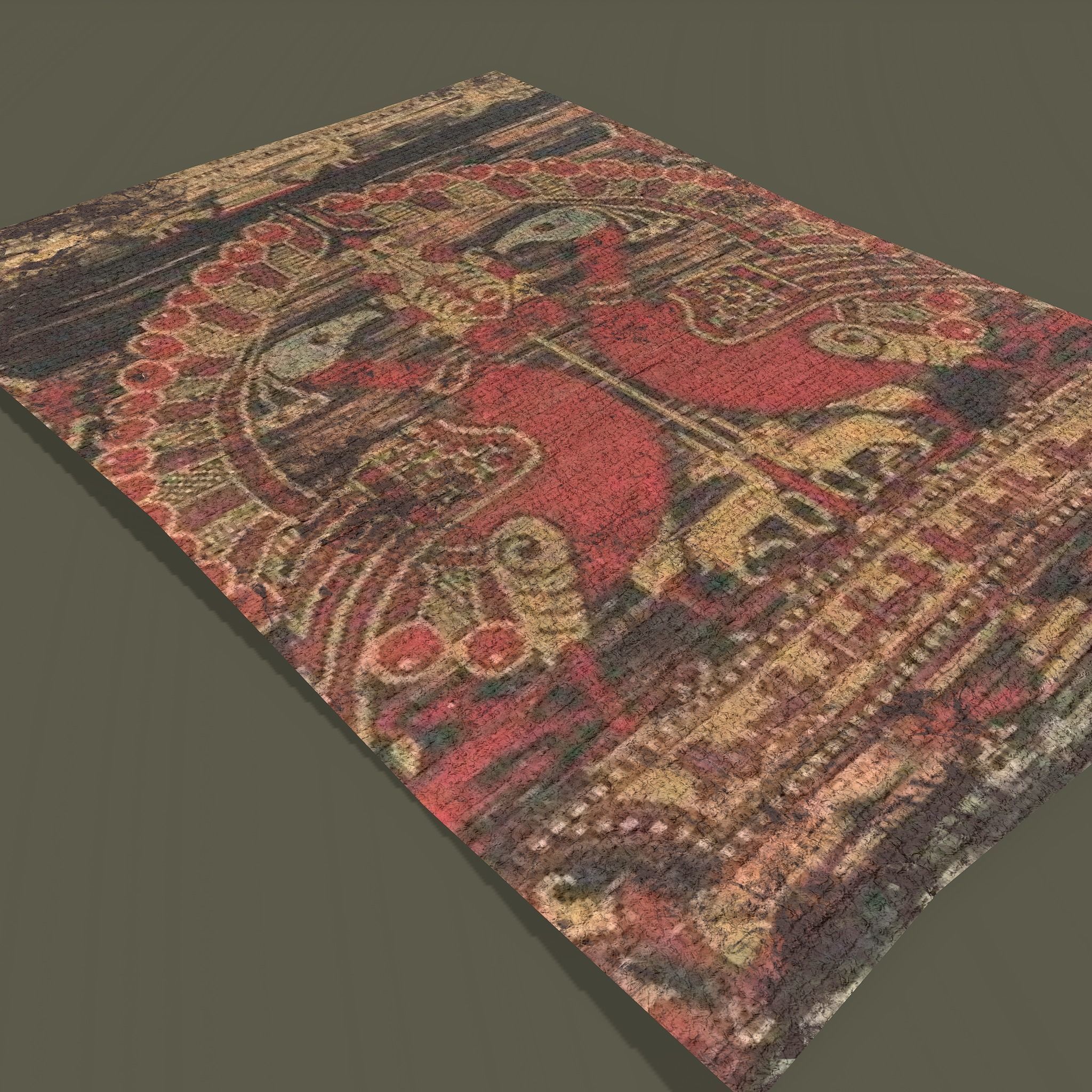 Ancient Bird Carpet Low-poly 3D model_8