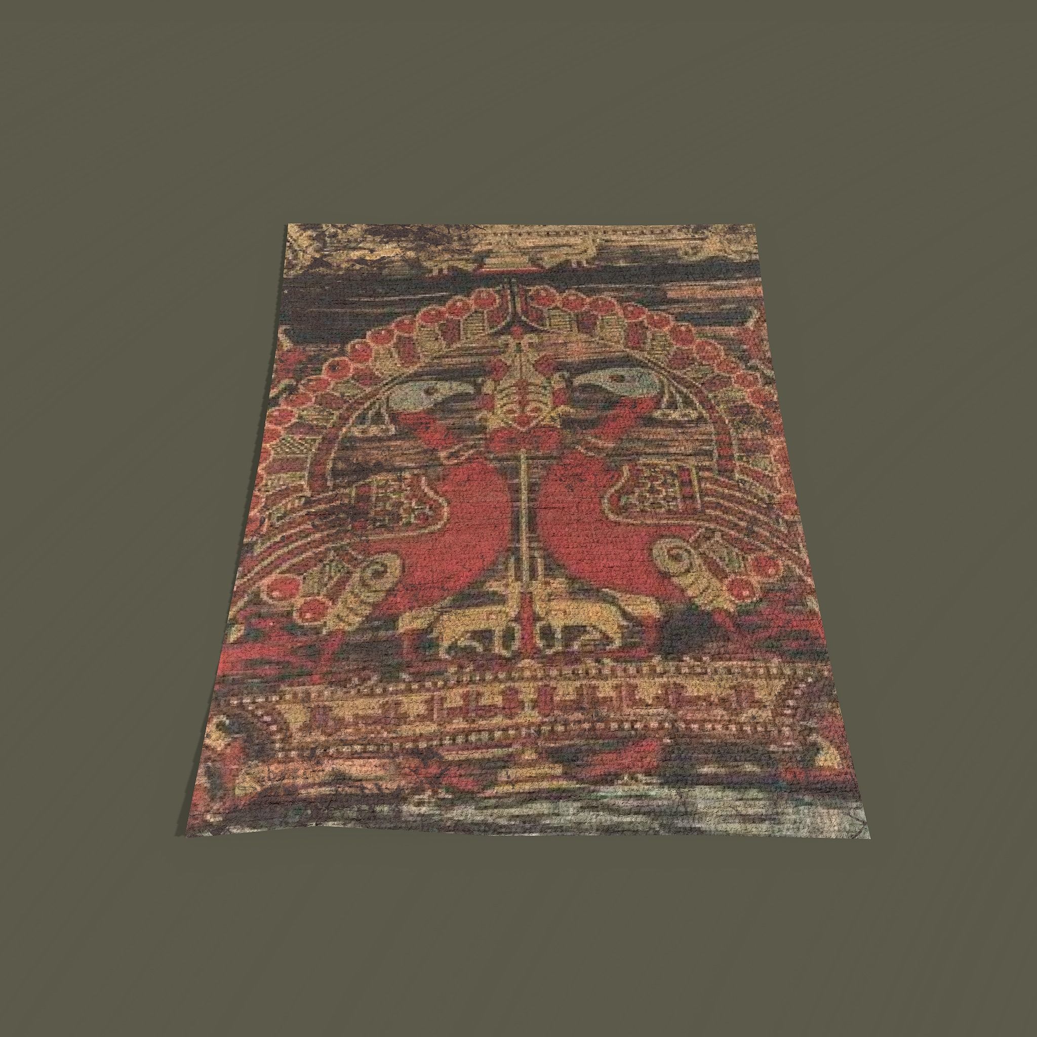 Ancient Bird Carpet Low-poly 3D model_10