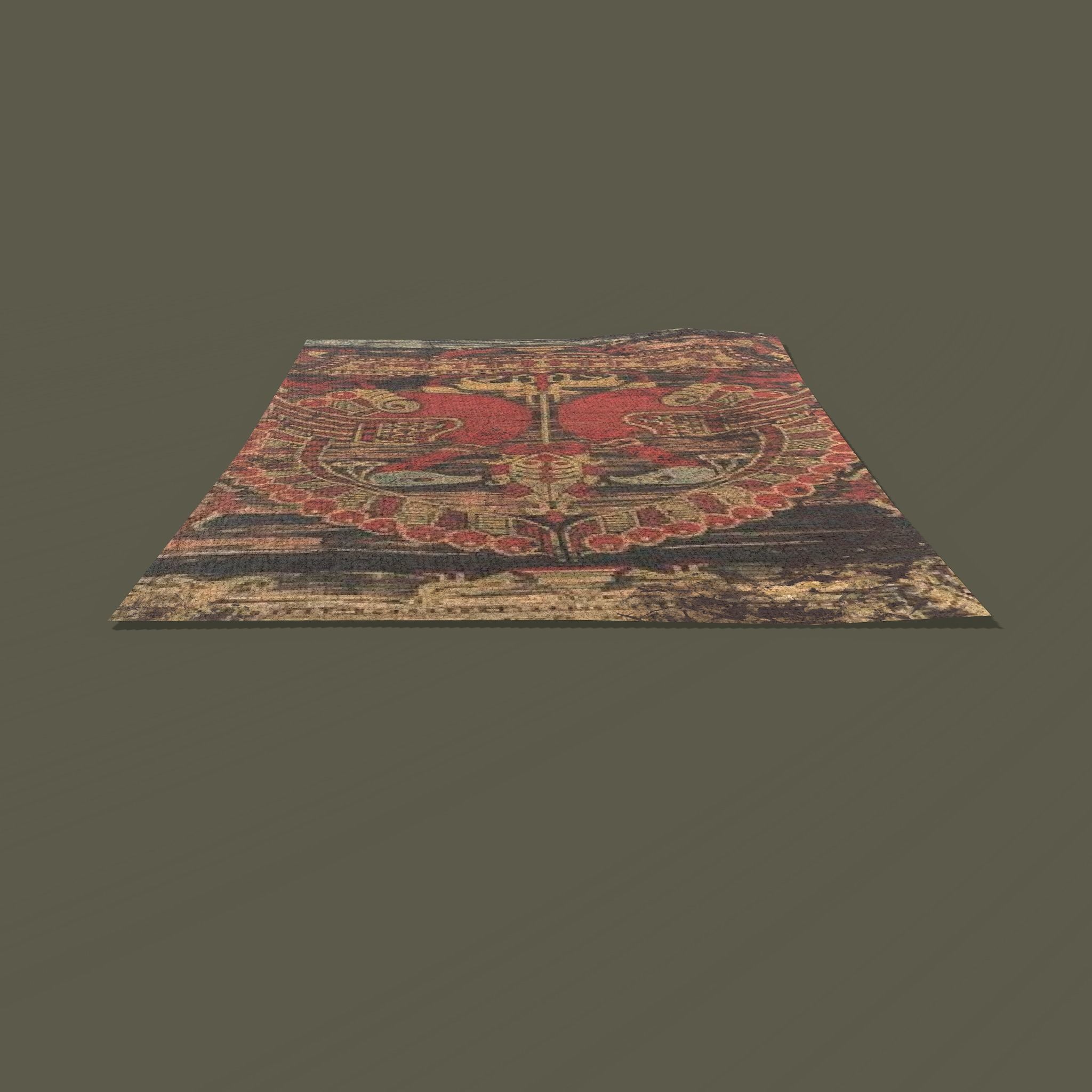 Ancient Bird Carpet Low-poly 3D model_6