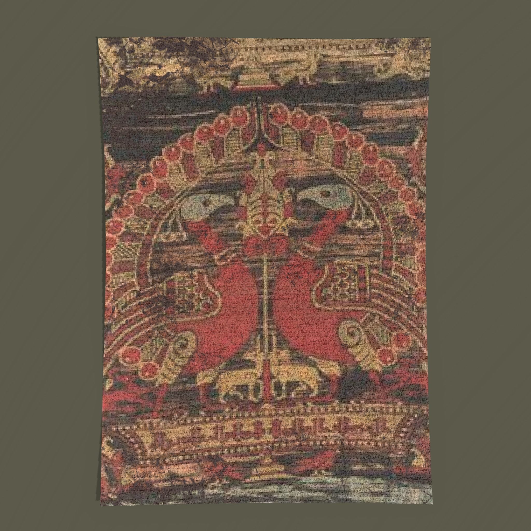 Ancient Bird Carpet Low-poly 3D model_3