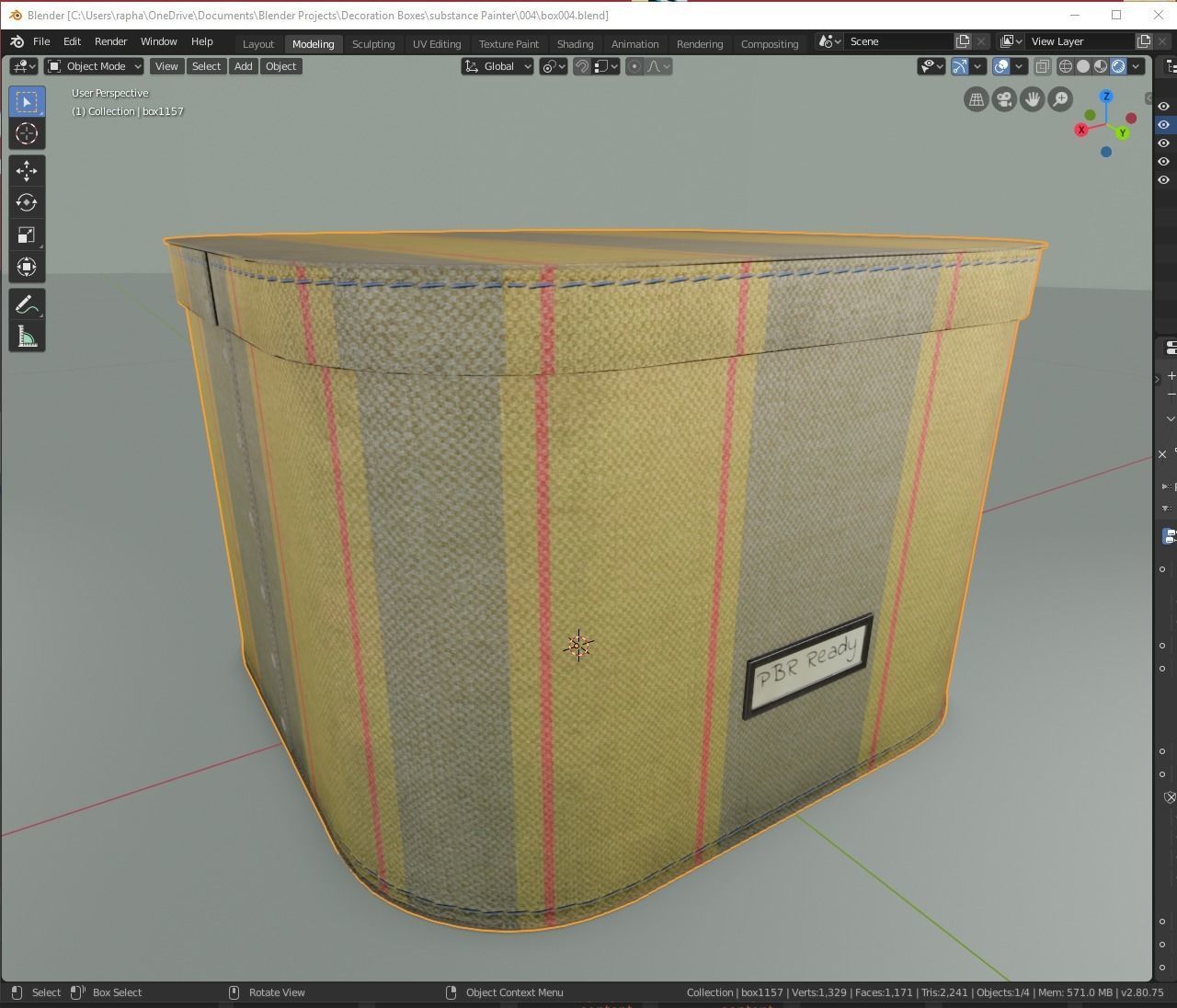 Designer Storage Box - used item Low-poly 3D model_7