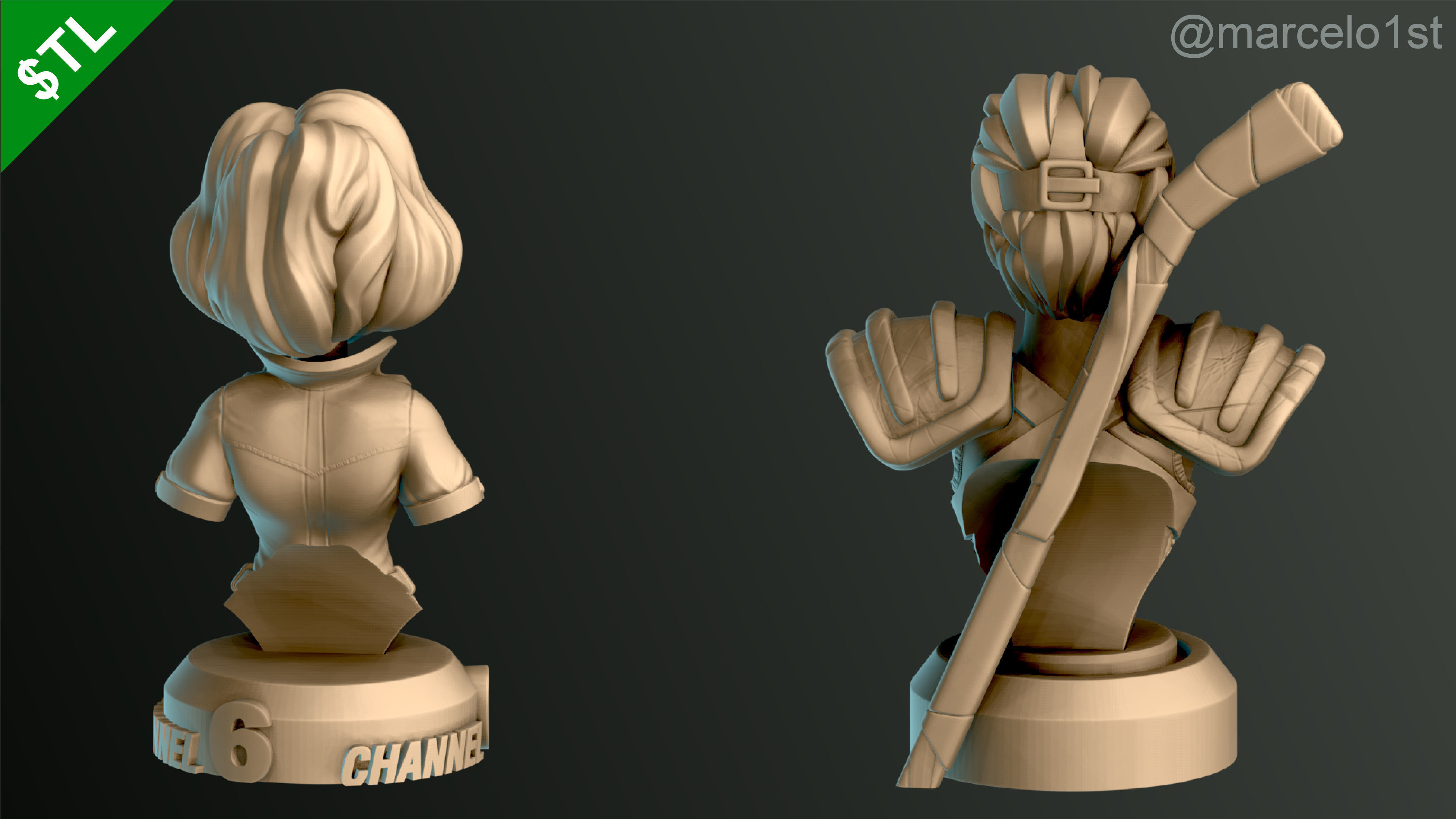 Turtle Warriors and Master and Allies Busts with Safe Base - FDM 3D print model_31