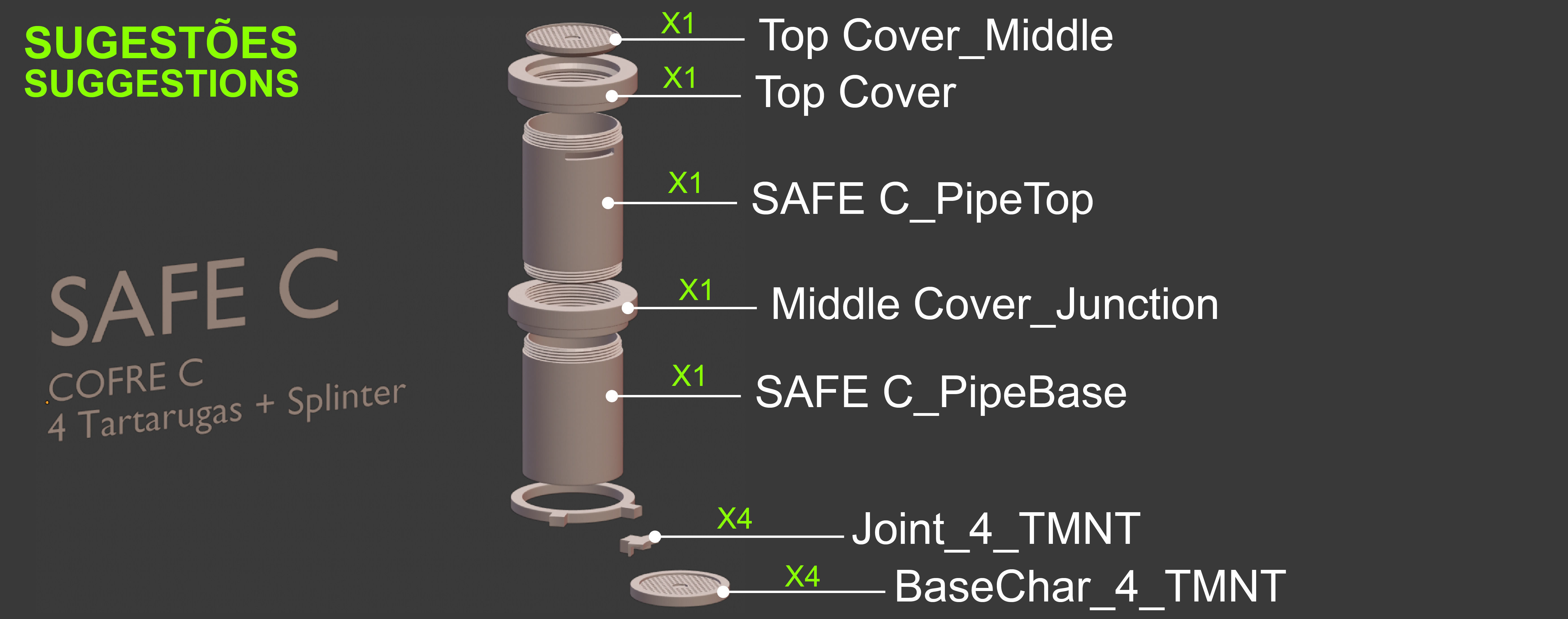 Turtle Warriors and Master and Allies Busts with Safe Base - FDM 3D print model_43