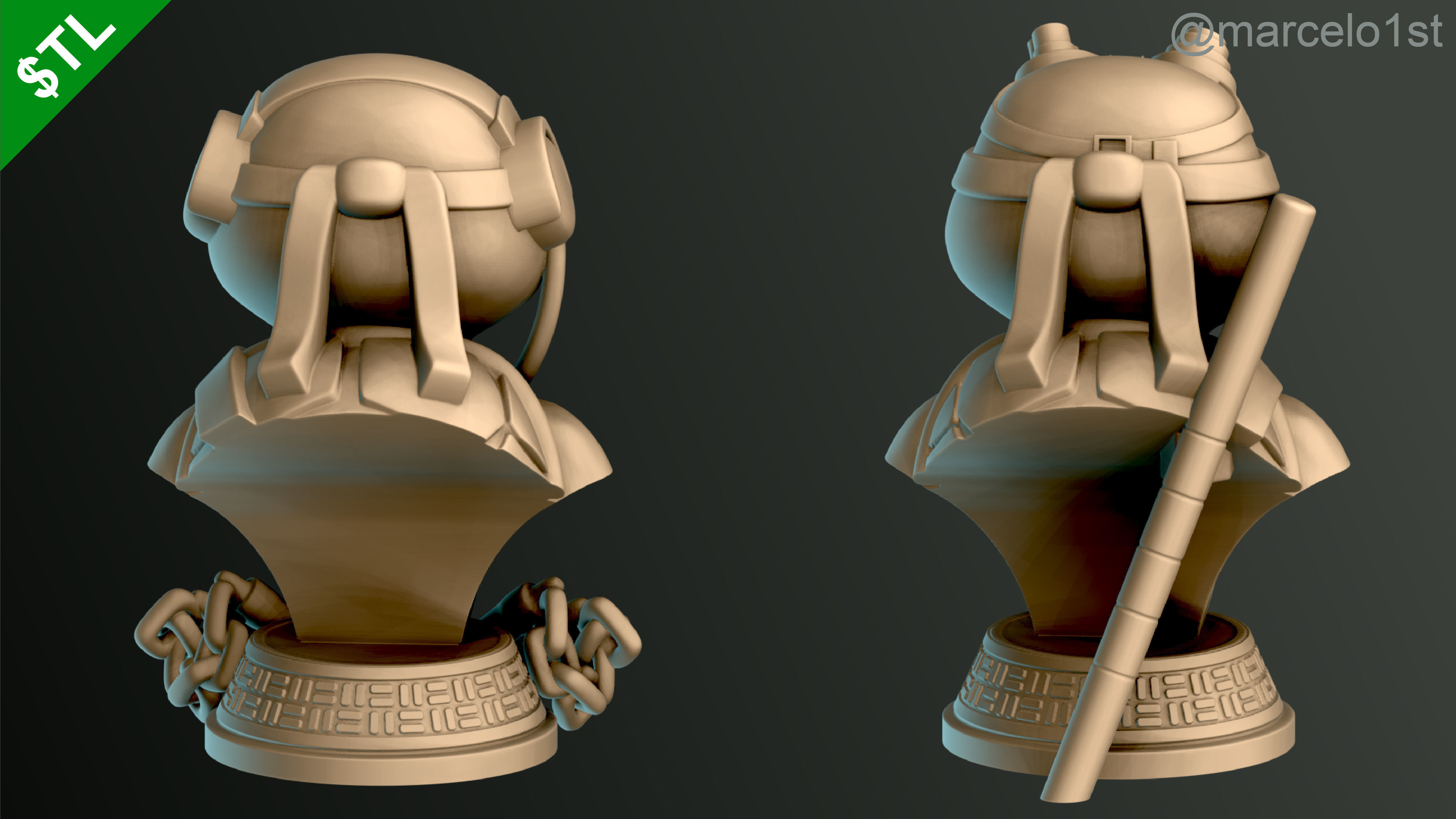 Turtle Warriors and Master and Allies Busts with Safe Base - FDM 3D print model_21