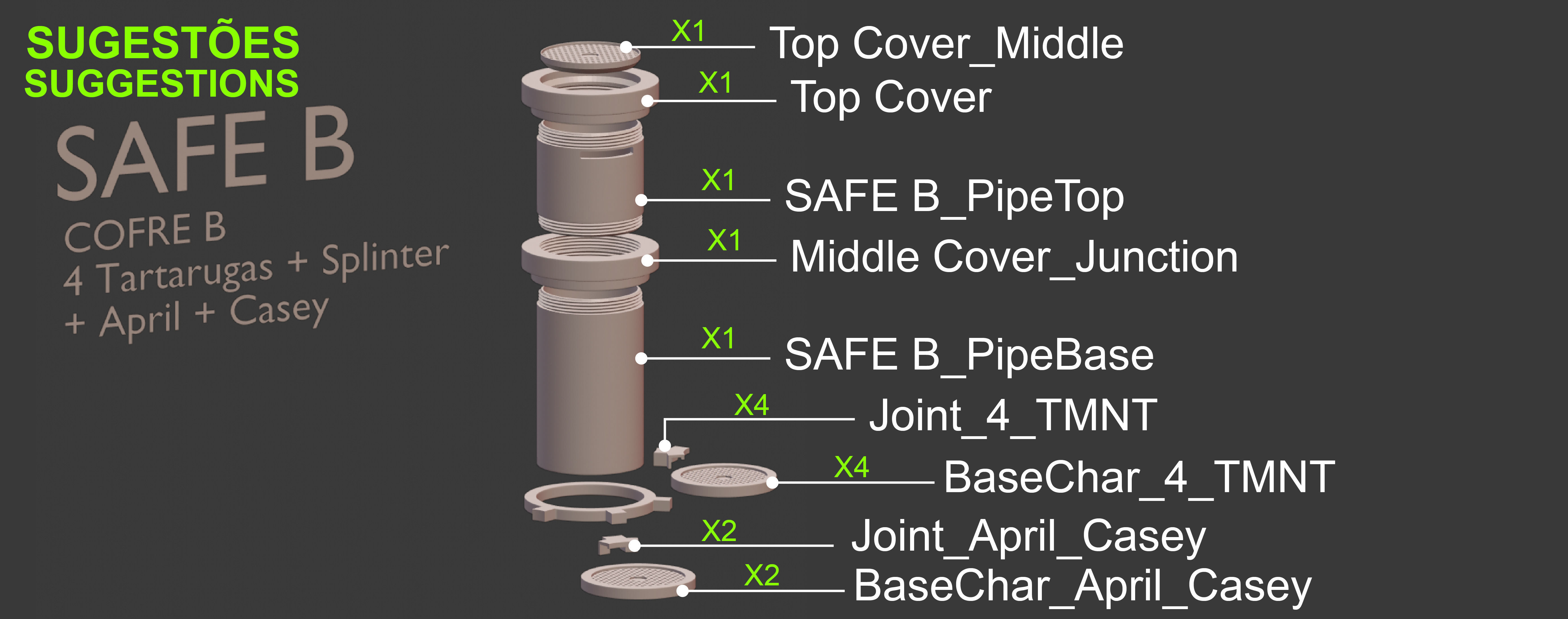 Turtle Warriors and Master and Allies Busts with Safe Base - FDM 3D print model_42