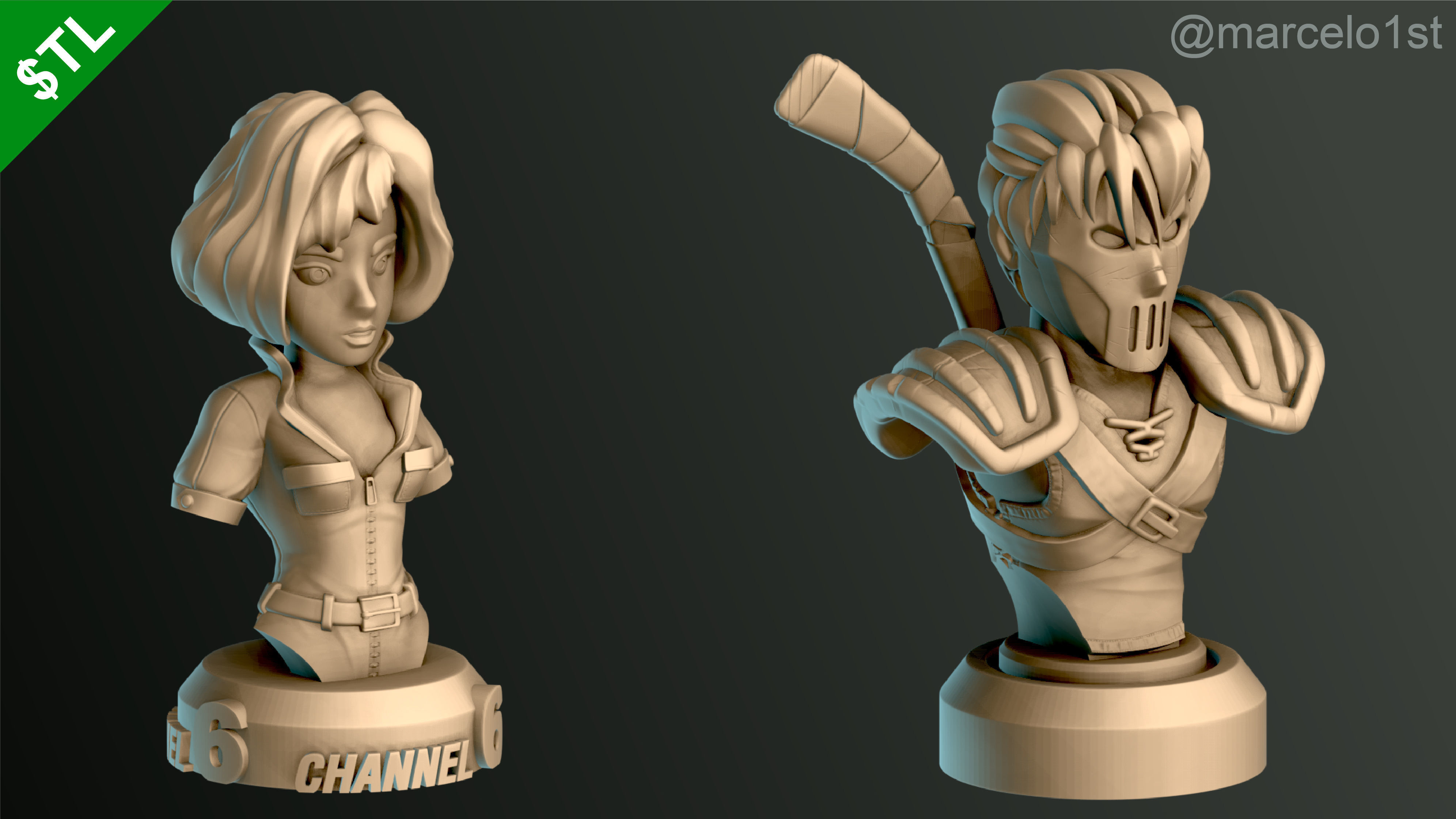 Turtle Warriors and Master and Allies Busts with Safe Base - FDM 3D print model_27