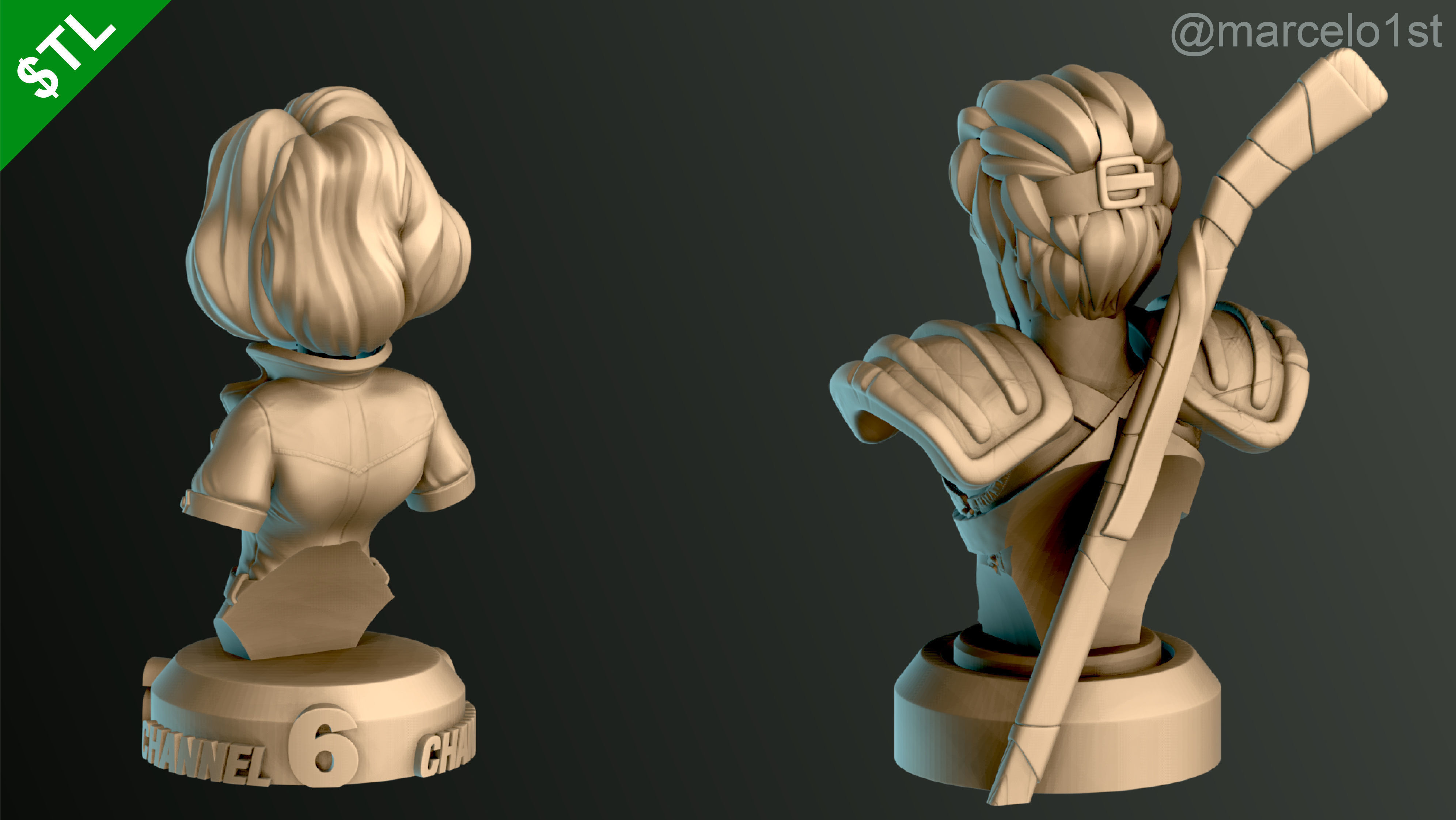 Turtle Warriors and Master and Allies Busts with Safe Base - FDM 3D print model_32