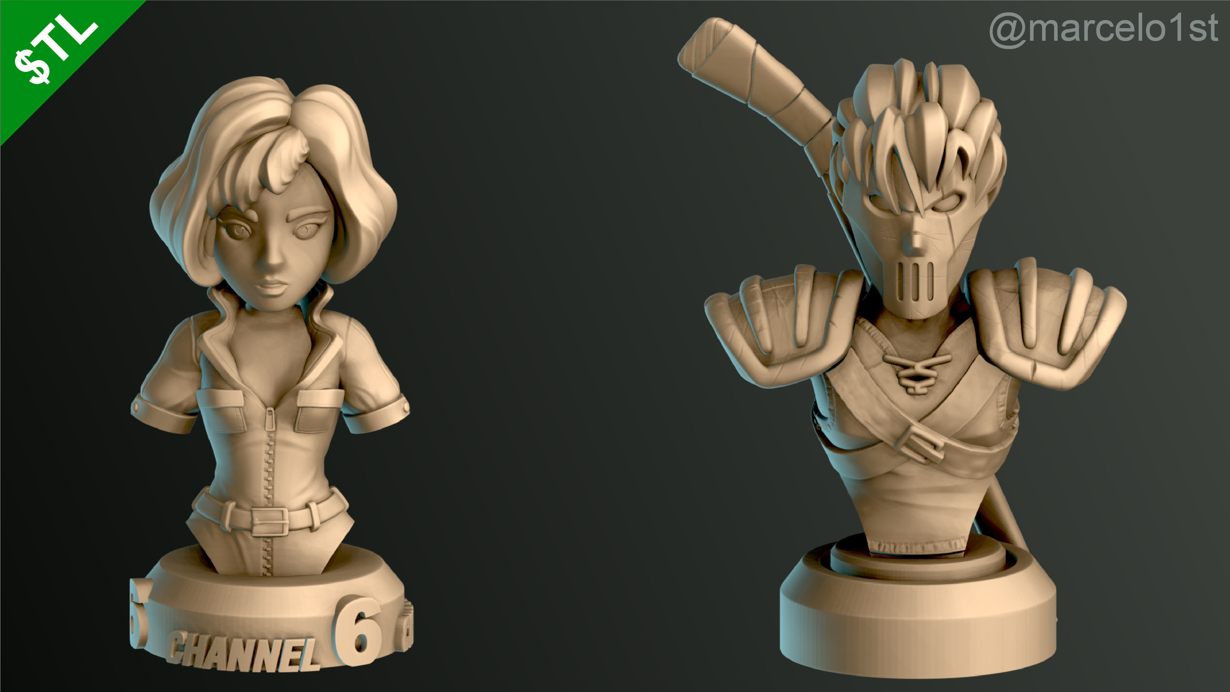 Turtle Warriors and Master and Allies Busts with Safe Base - FDM 3D print model_26