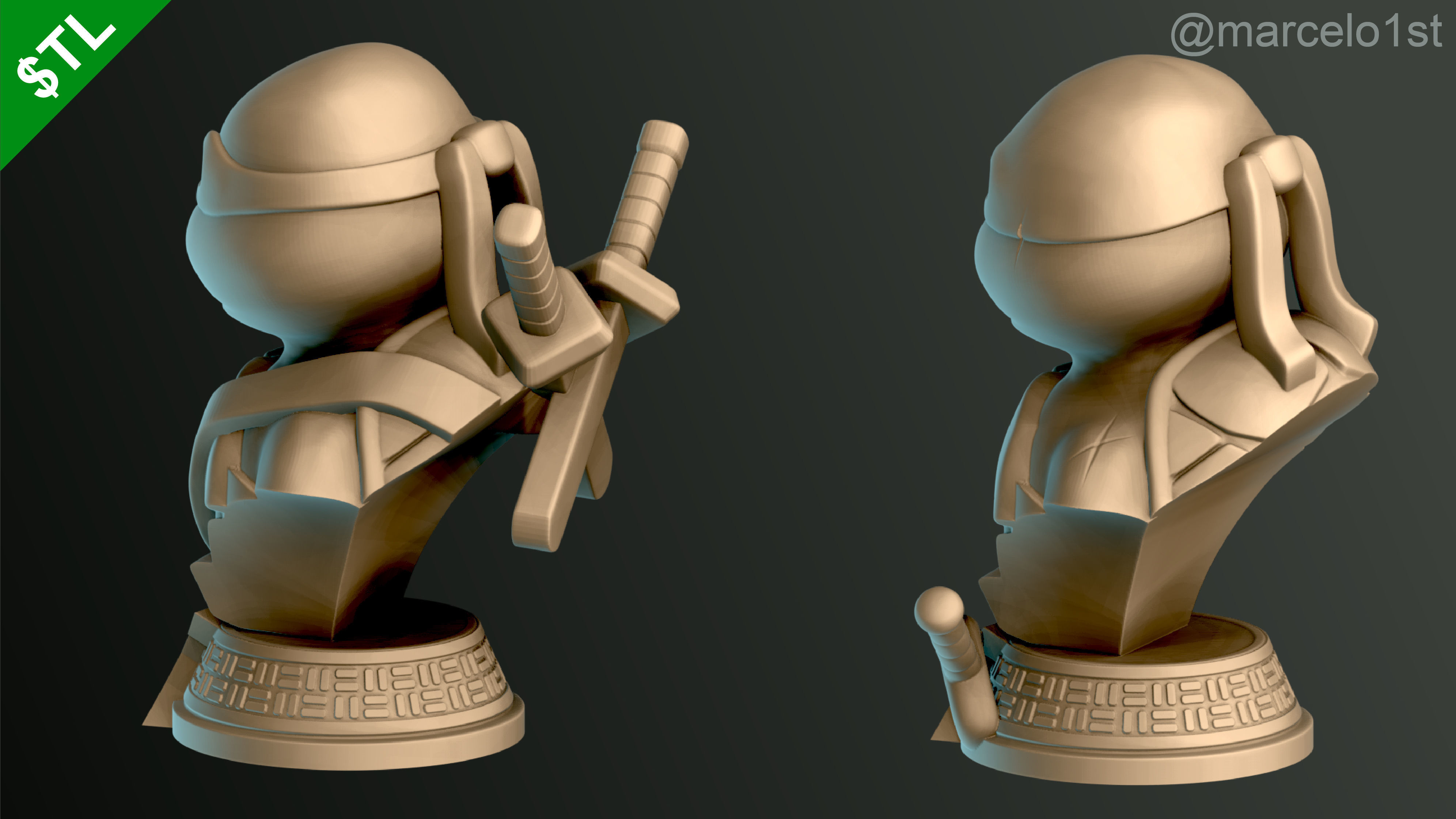 Turtle Warriors and Master and Allies Busts with Safe Base - FDM 3D print model_13