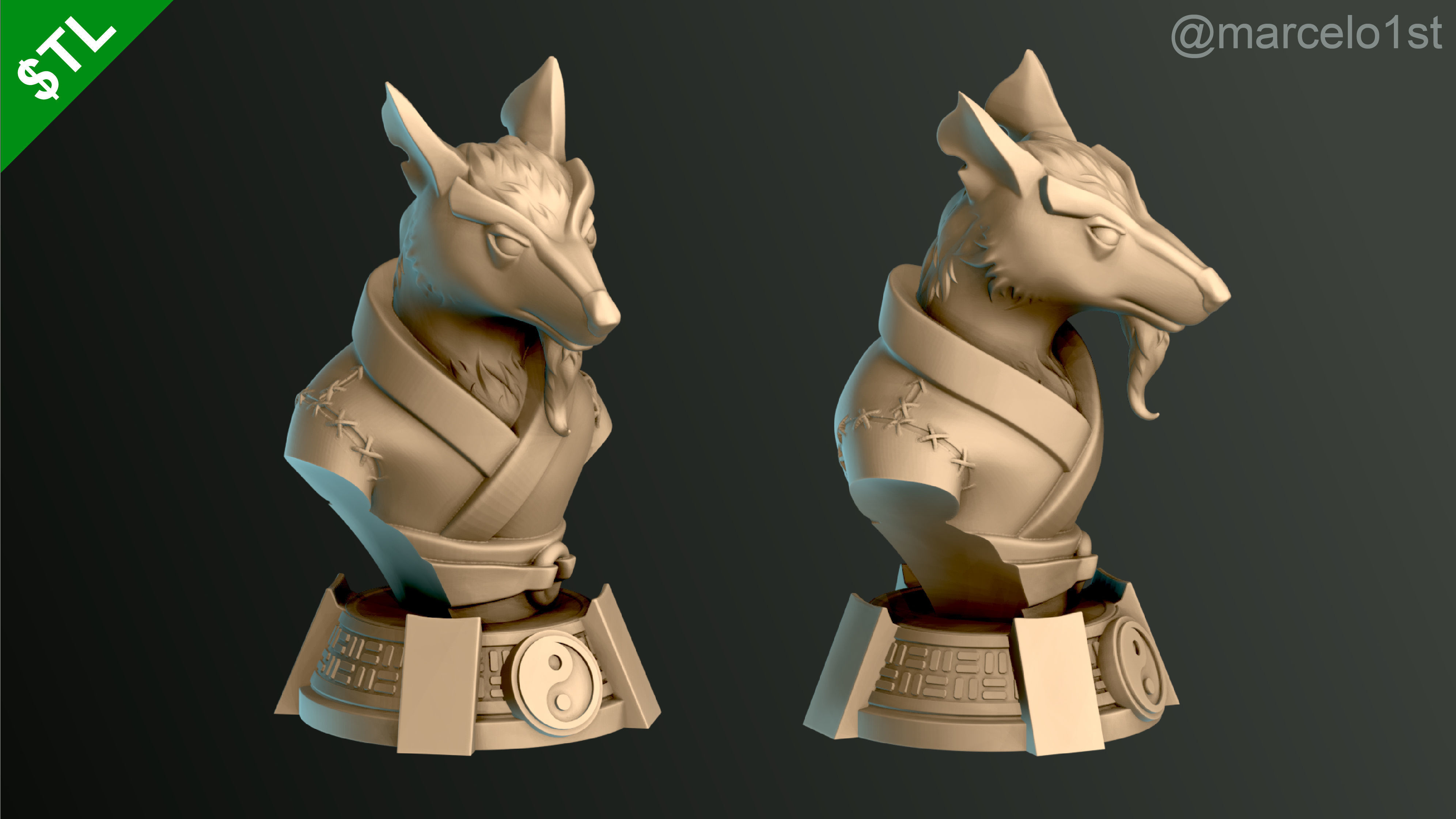Turtle Warriors and Master and Allies Busts with Safe Base - FDM 3D print model_2