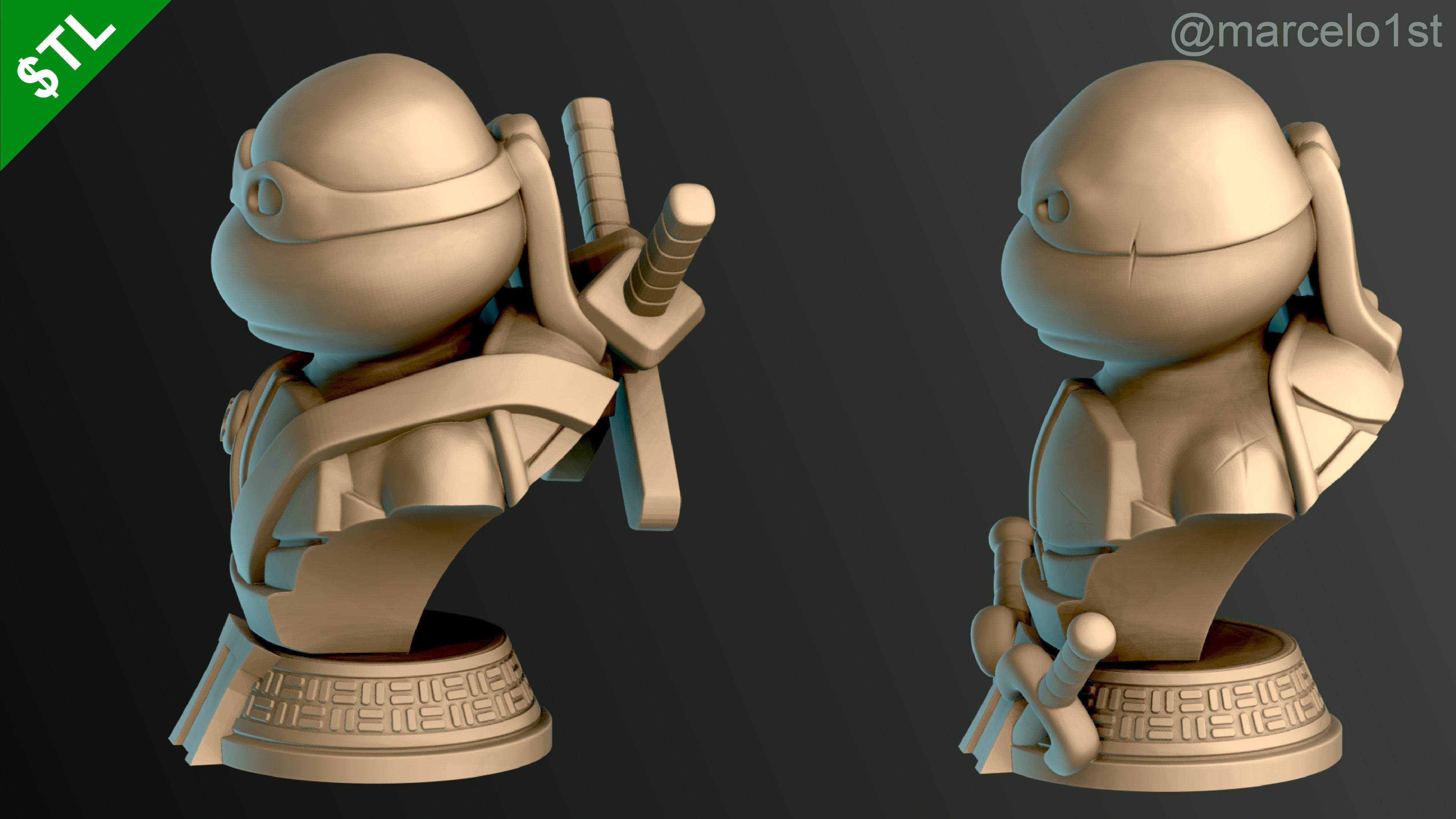 Turtle Warriors and Master and Allies Busts with Safe Base - FDM 3D print model_14