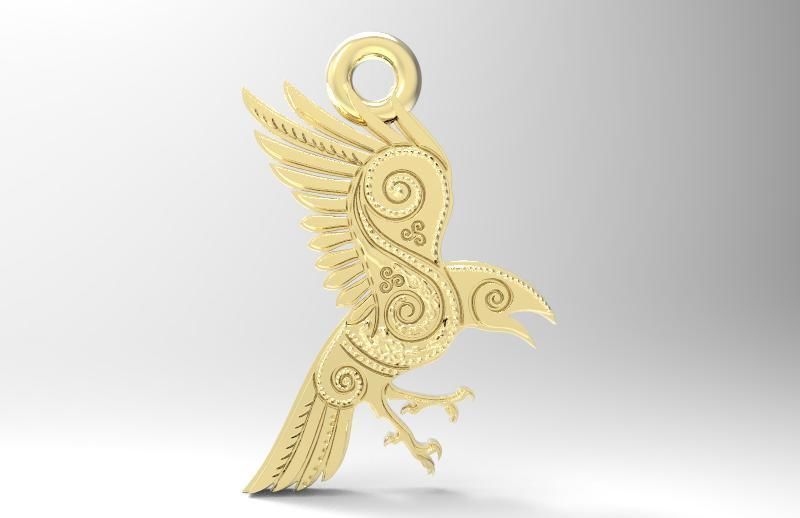 Odin raven pendant 3D print model_2