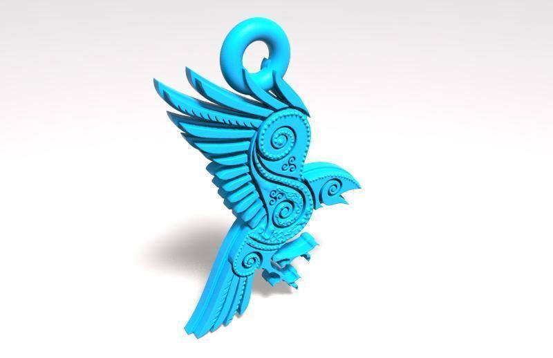 Odin raven pendant 3D print model_1