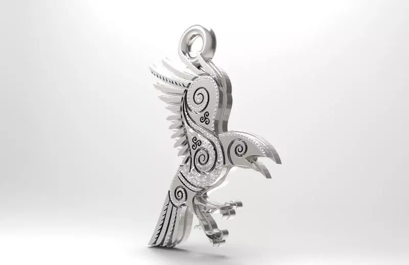Odin raven pendant 3D print model_0