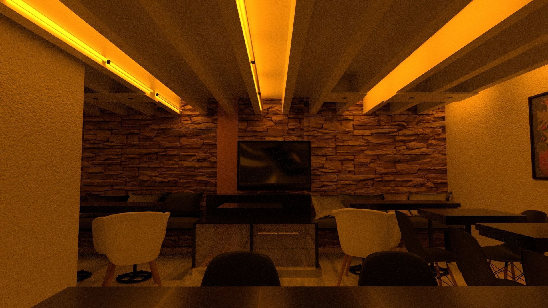 Night Caffe Interior 3D model_1