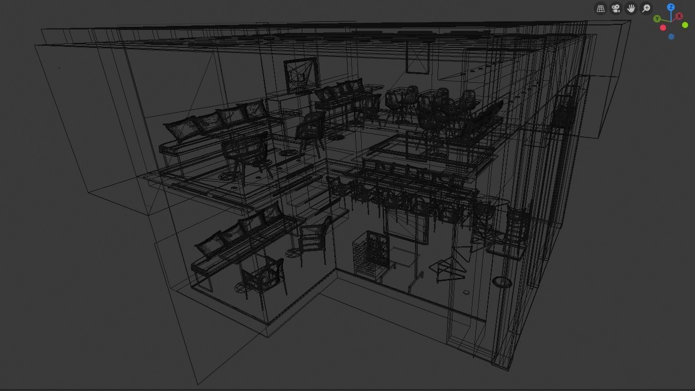 Night Caffe Interior 3D model_2