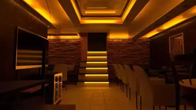 Night Caffe Interior 3D model