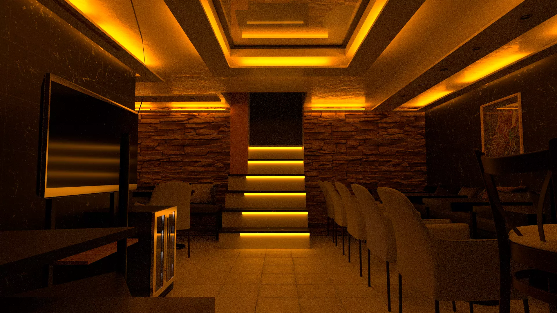 Night Caffe Interior 3D model_0