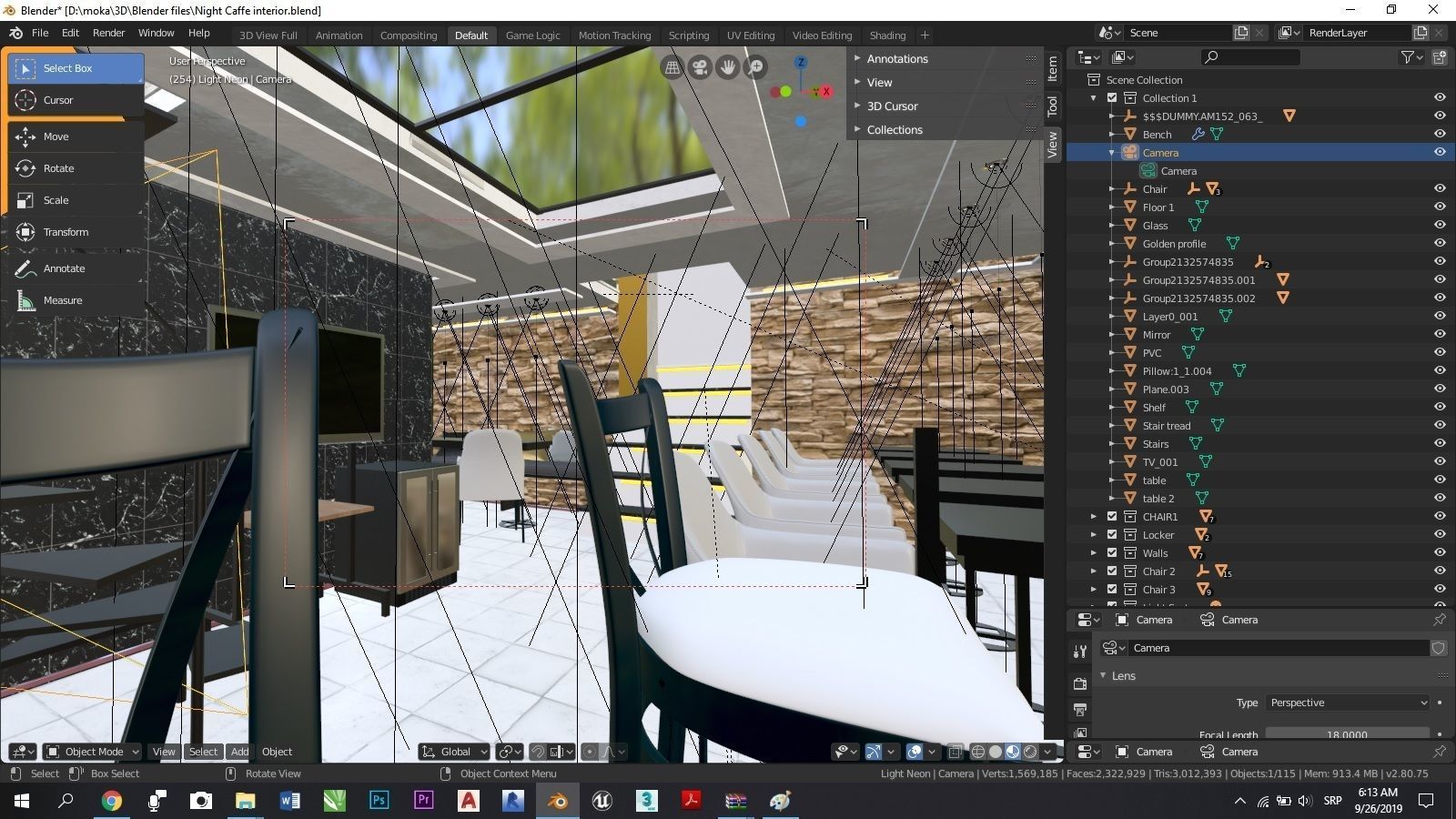 Night Caffe Interior 3D model_3