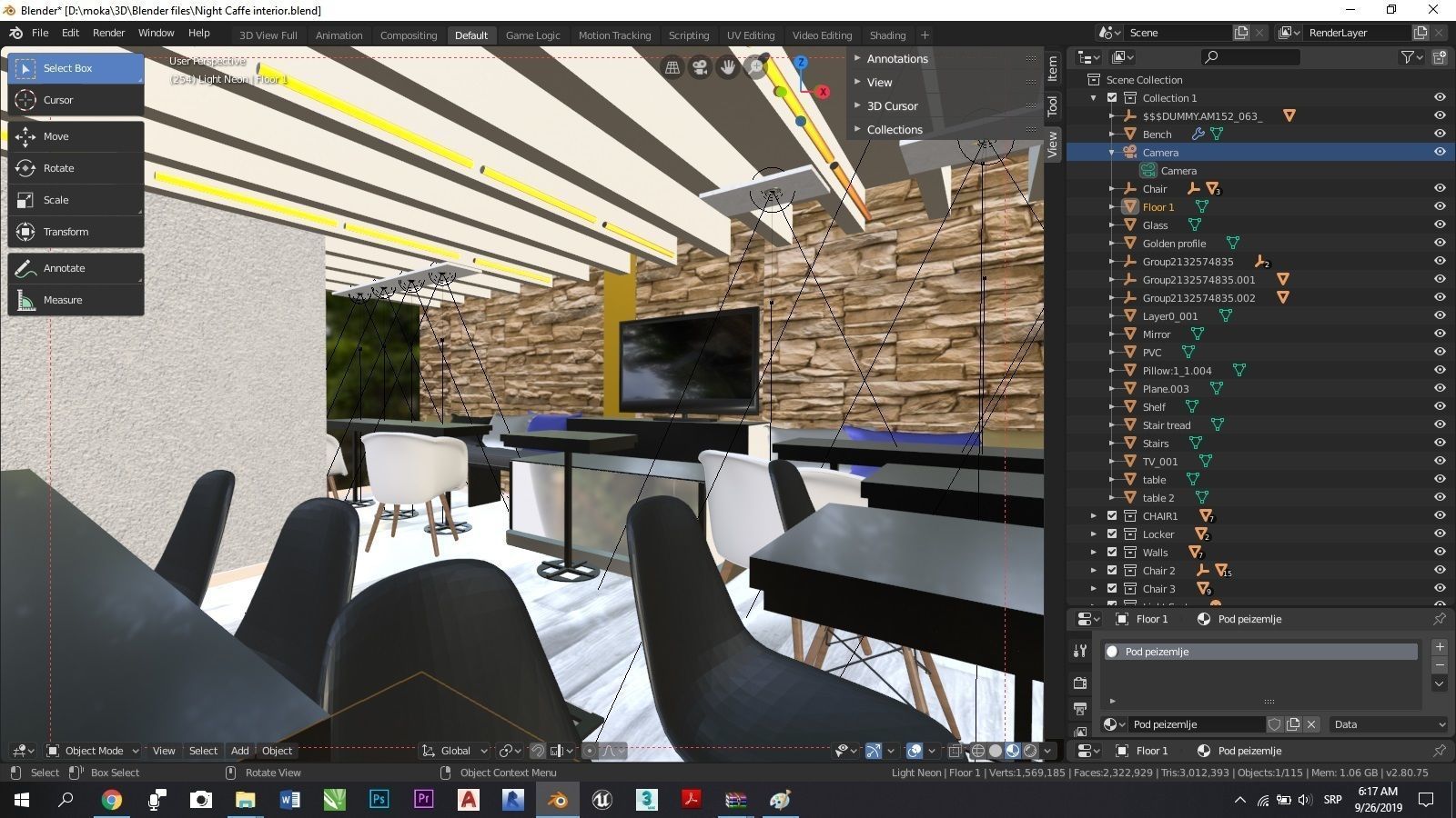Night Caffe Interior 3D model_4