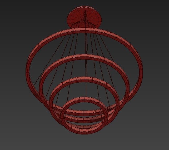 Matt Brass Gragston 4 Light LED Geometric Pendant 3D model_3