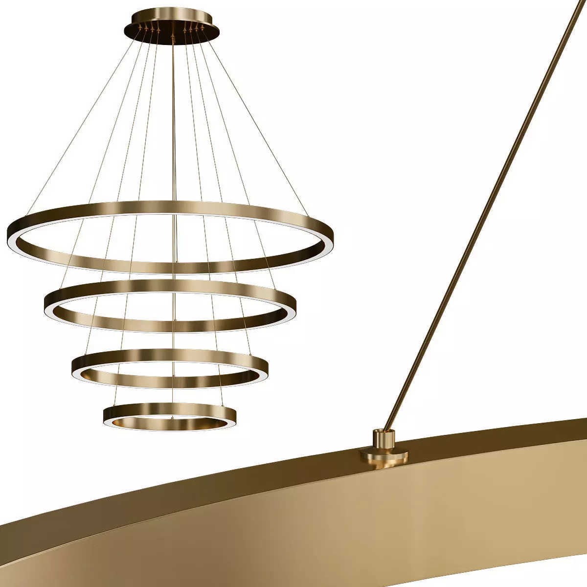 Matt Brass Gragston 4 Light LED Geometric Pendant 3D model_0
