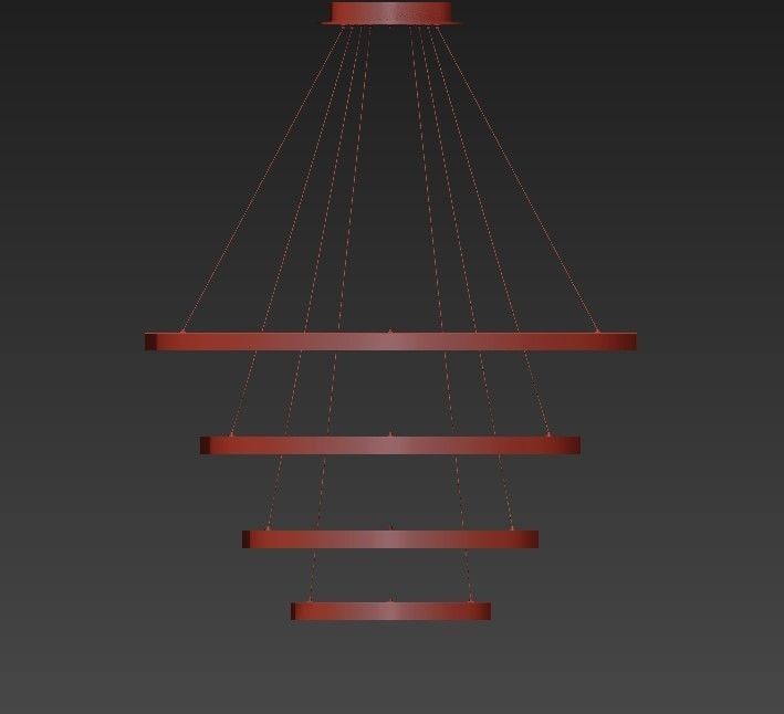 Matt Brass Gragston 4 Light LED Geometric Pendant 3D model_1