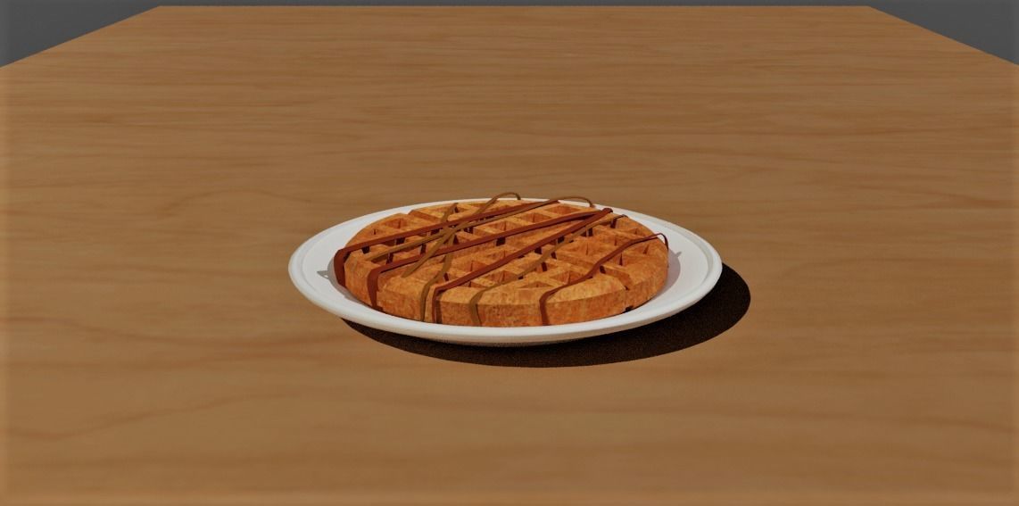 Waffle on table 3D model_1