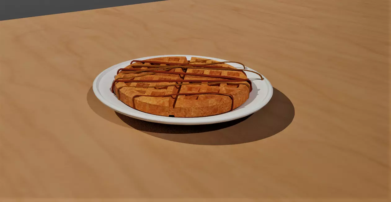 Waffle on table 3D model_0