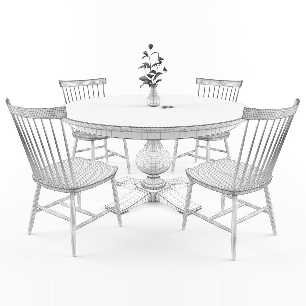 Dining Table Set Low-poly 3D model_2